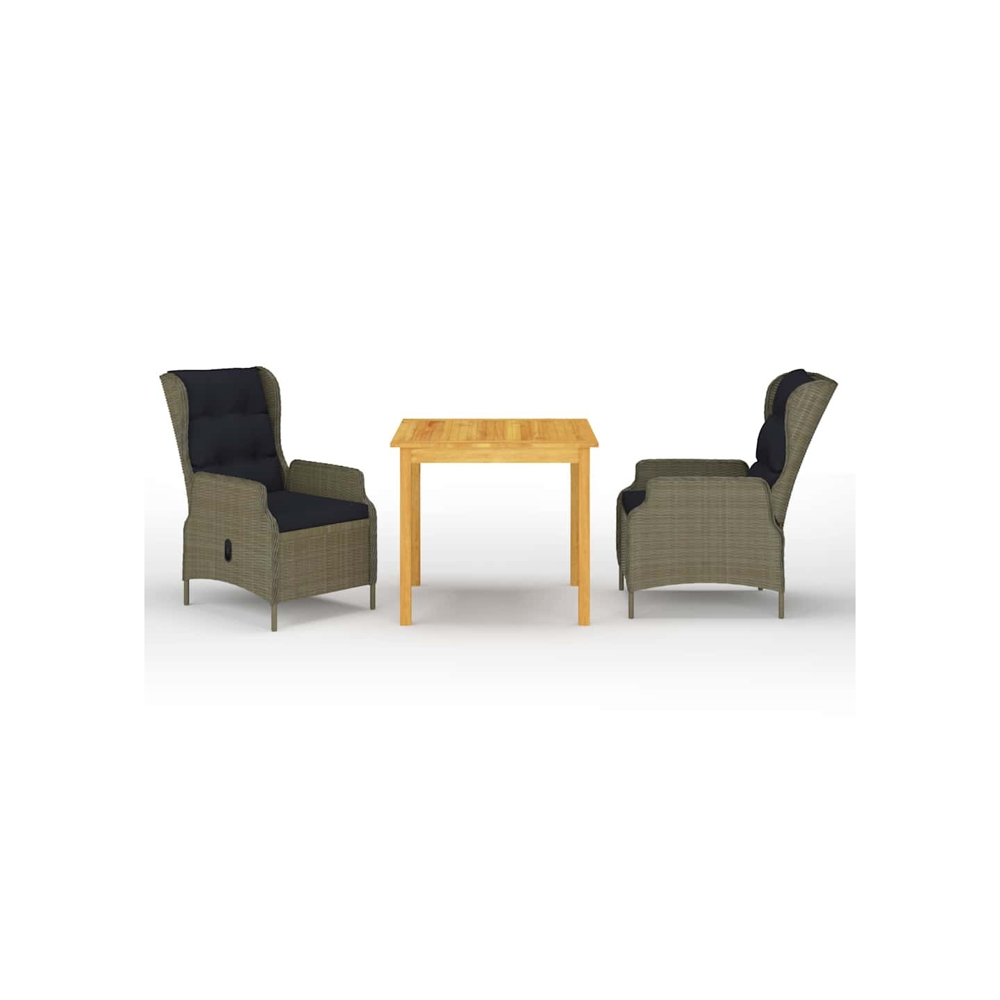 Ensemble à manger de jardin 3 pcs Marron
