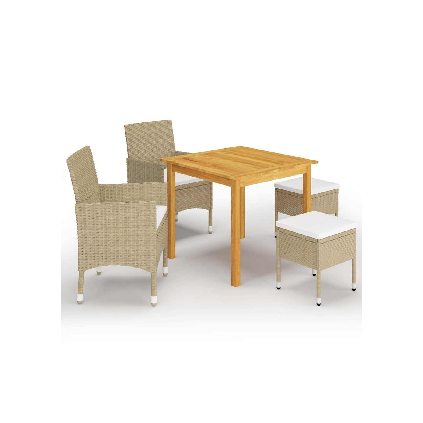 Ensemble à manger de jardin 5 pcs Beige