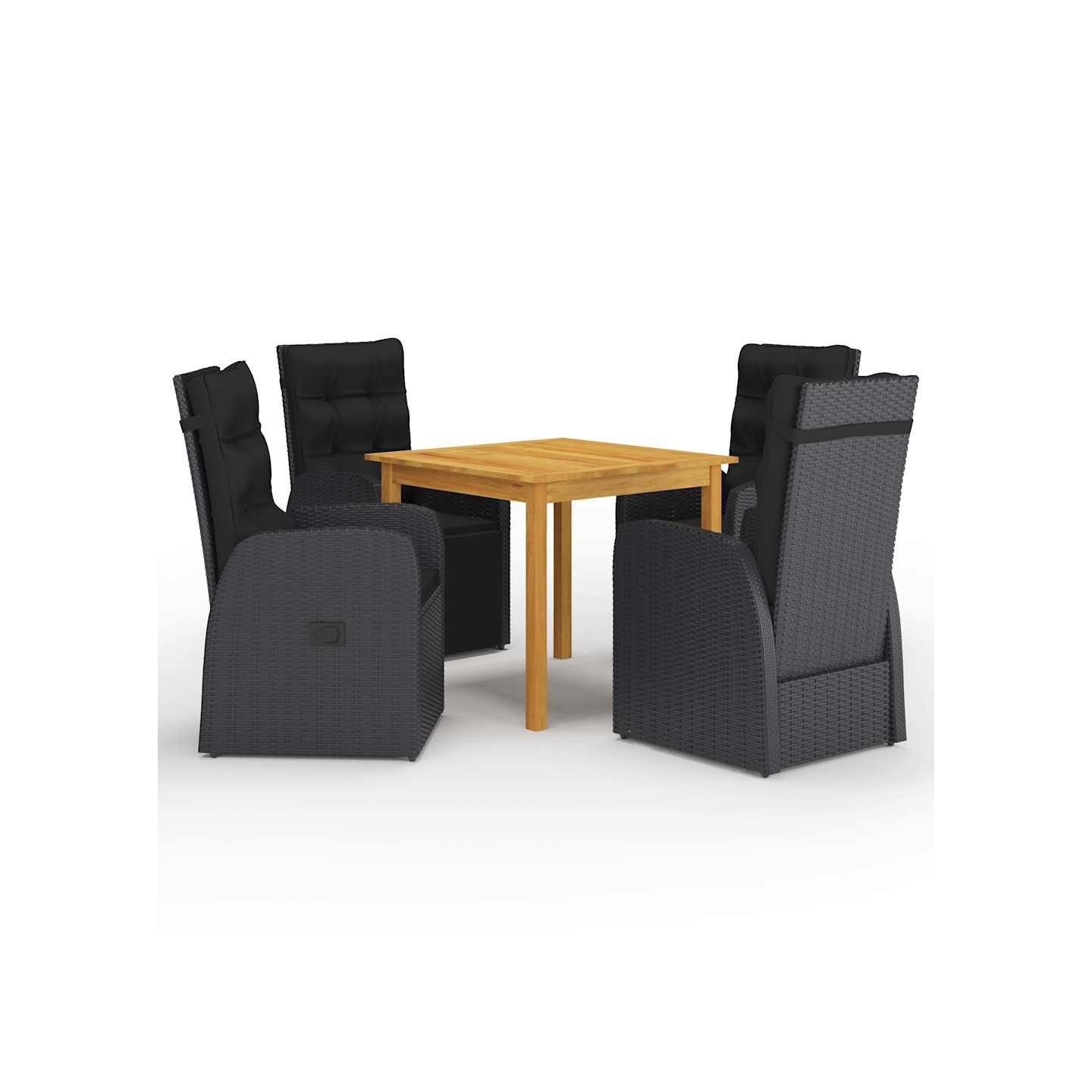 Ensemble à manger de jardin 5 pcs Noir