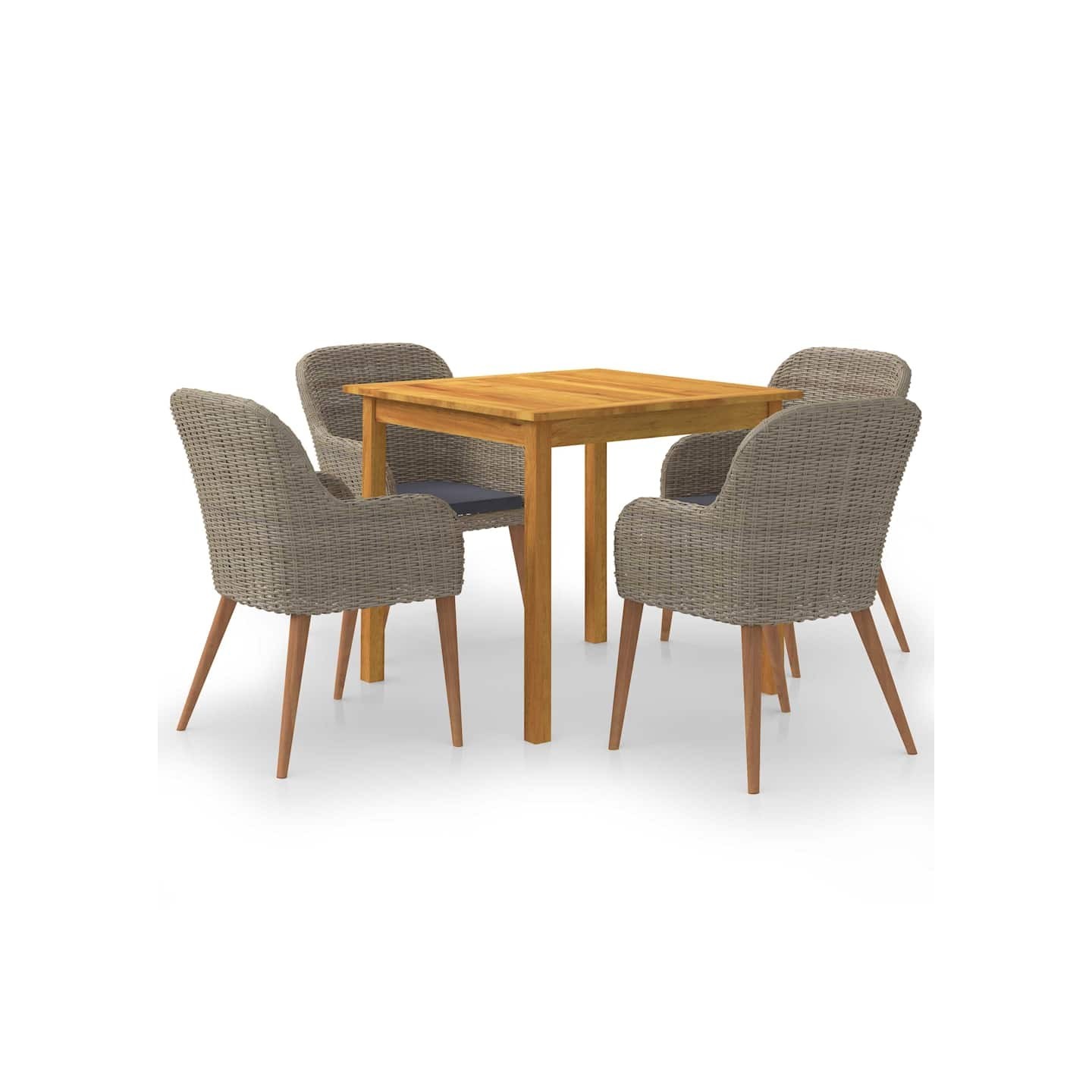 Ensemble à manger de jardin 5 pcs Marron