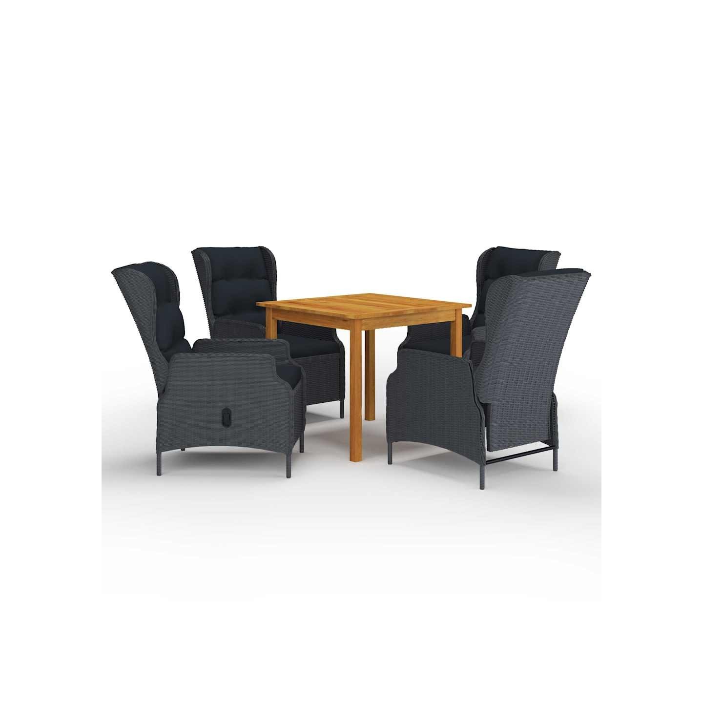 Ensemble à manger de jardin 5 pcs Gris foncé