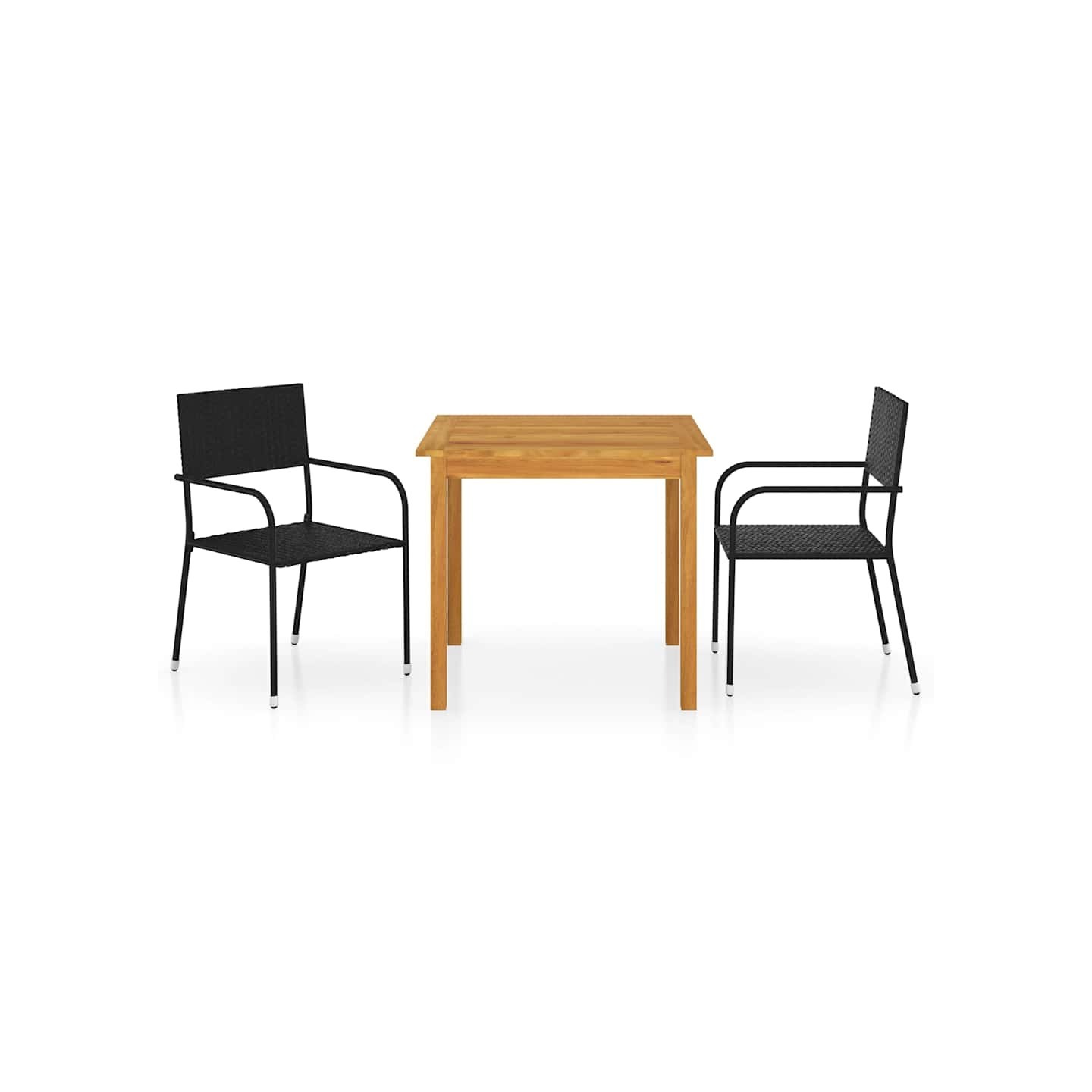 Ensemble à manger de jardin 3 pcs Noir
