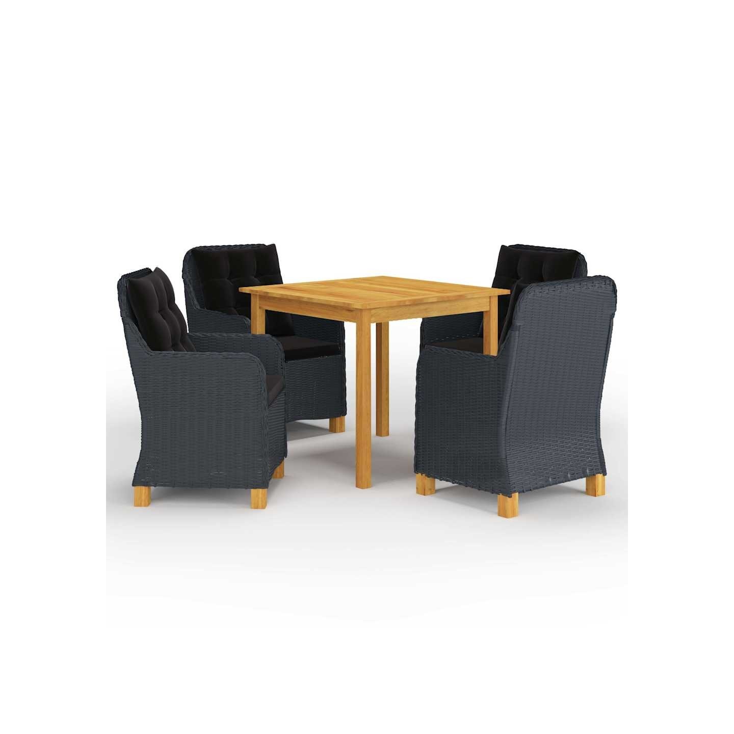 Ensemble à manger de jardin 5 pcs Gris foncé