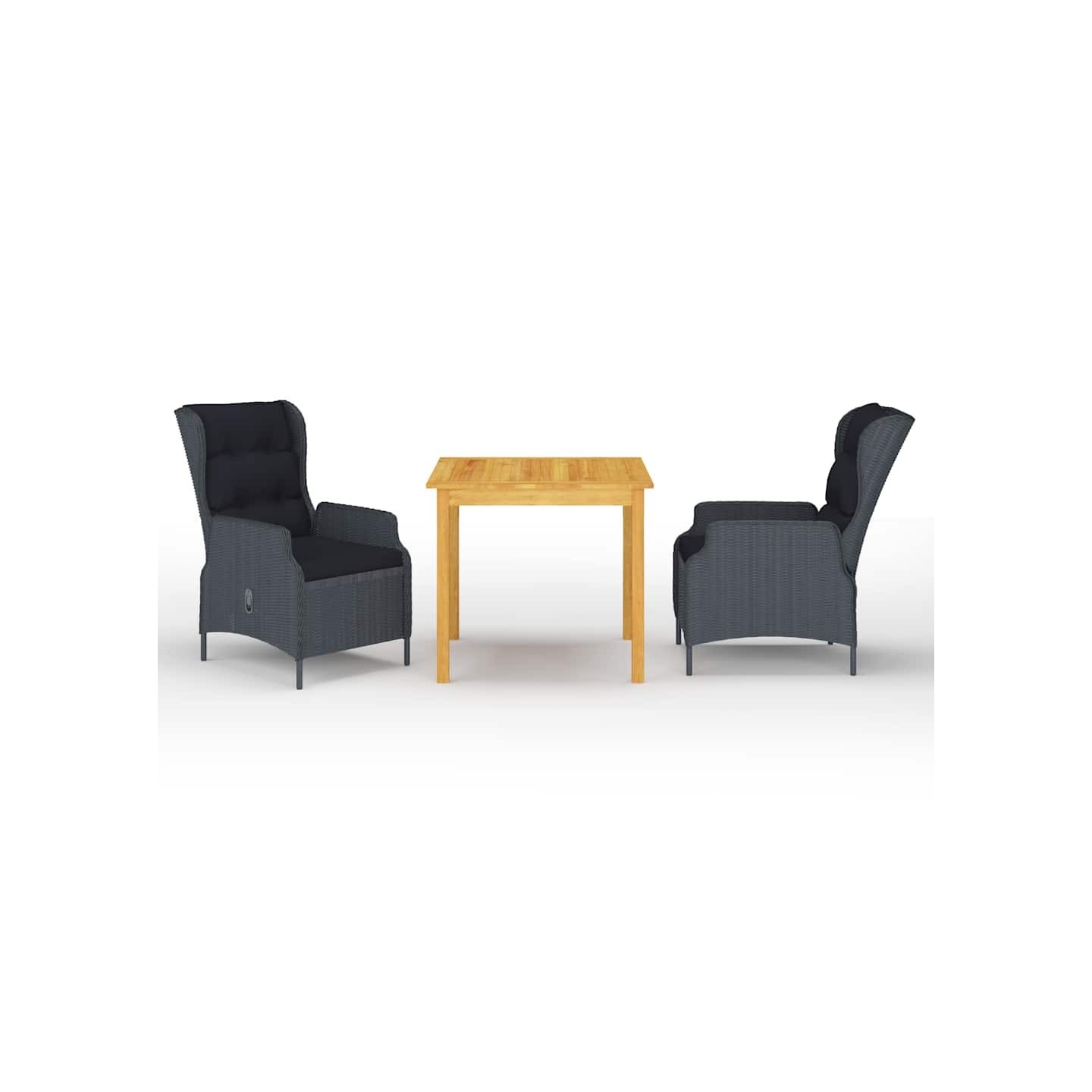 Ensemble à manger de jardin 3 pcs Gris foncé