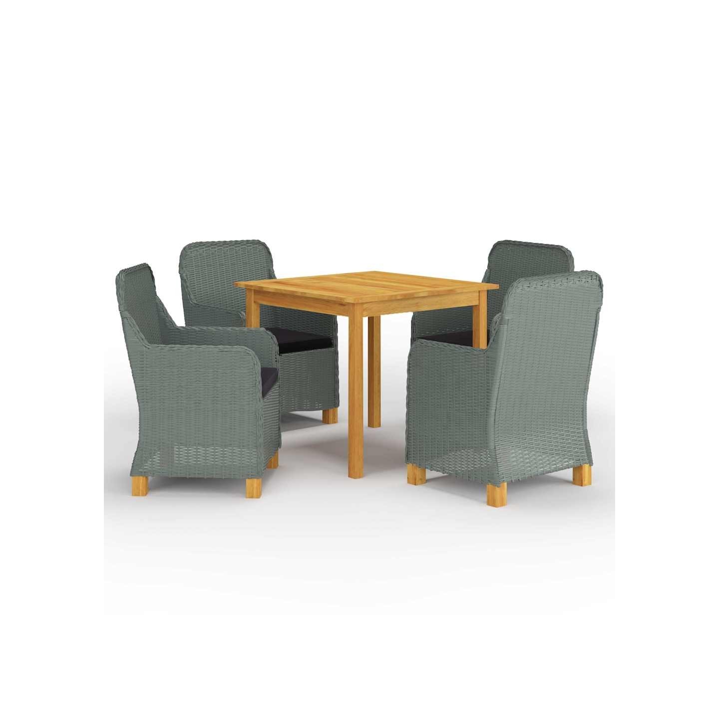 Ensemble à manger de jardin 5 pcs Gris clair
