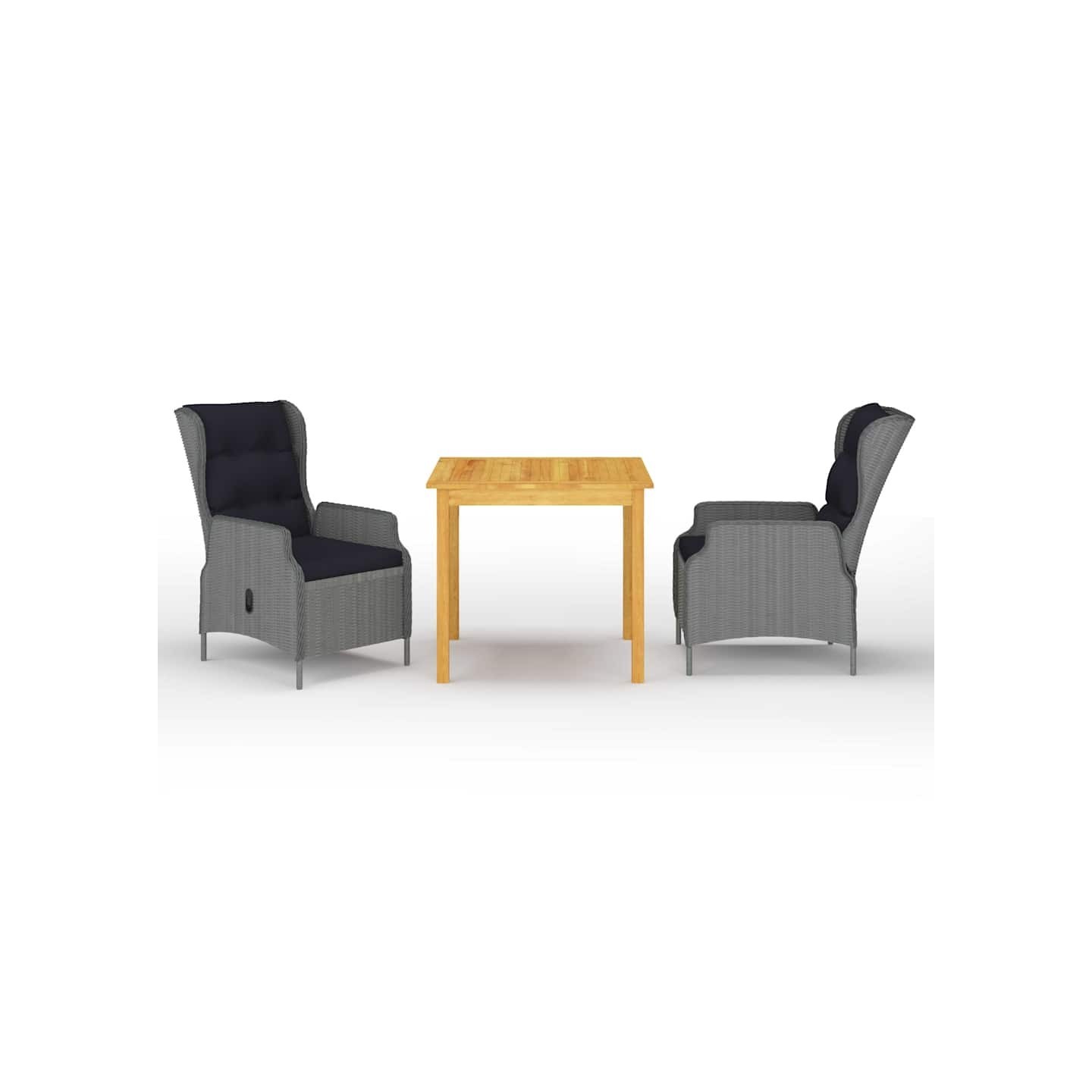 Ensemble à manger de jardin 3 pcs Gris clair