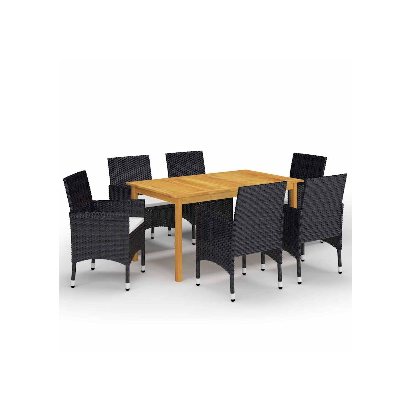 Ensemble à manger de jardin 7 pcs Noir