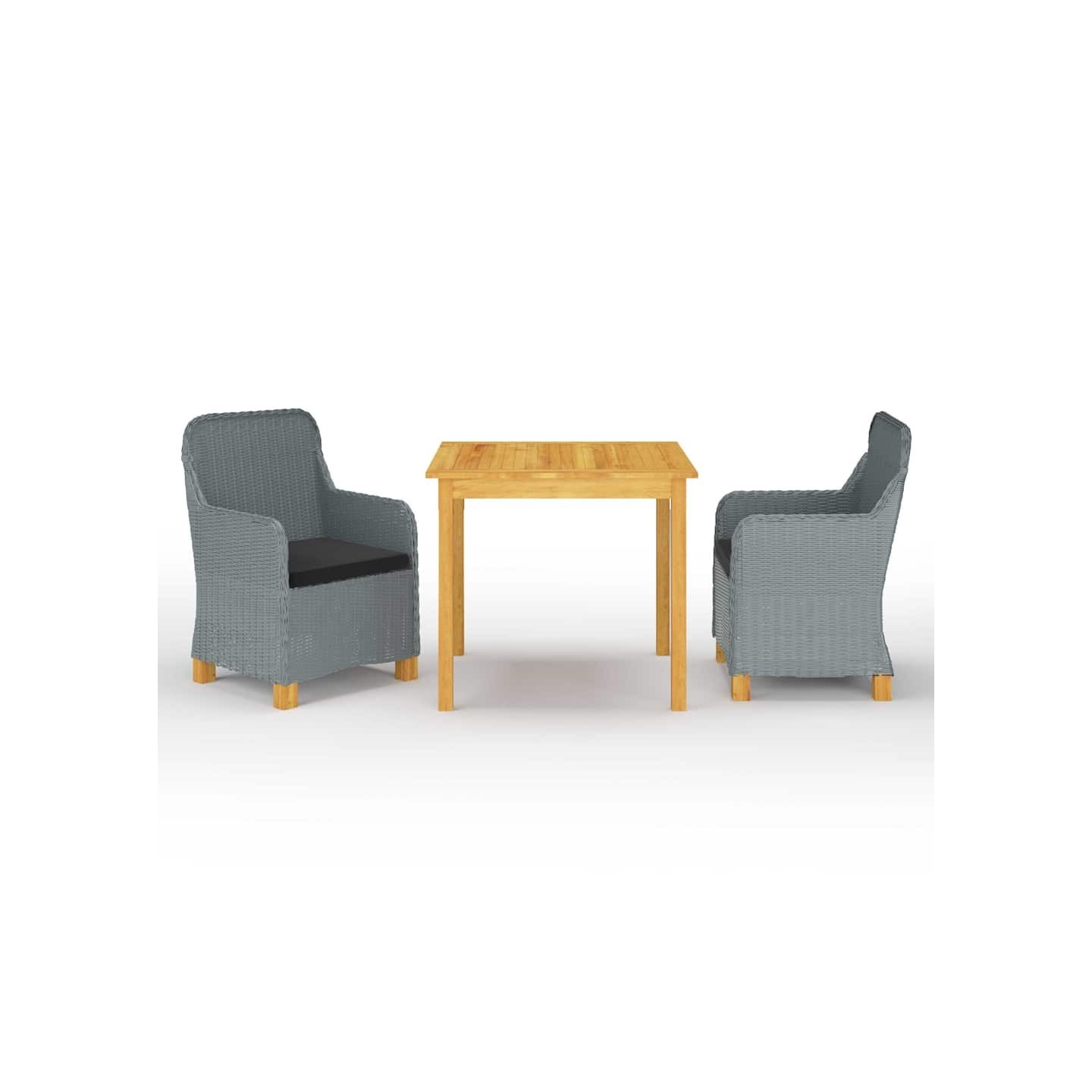 Ensemble à manger de jardin 3 pcs Gris clair
