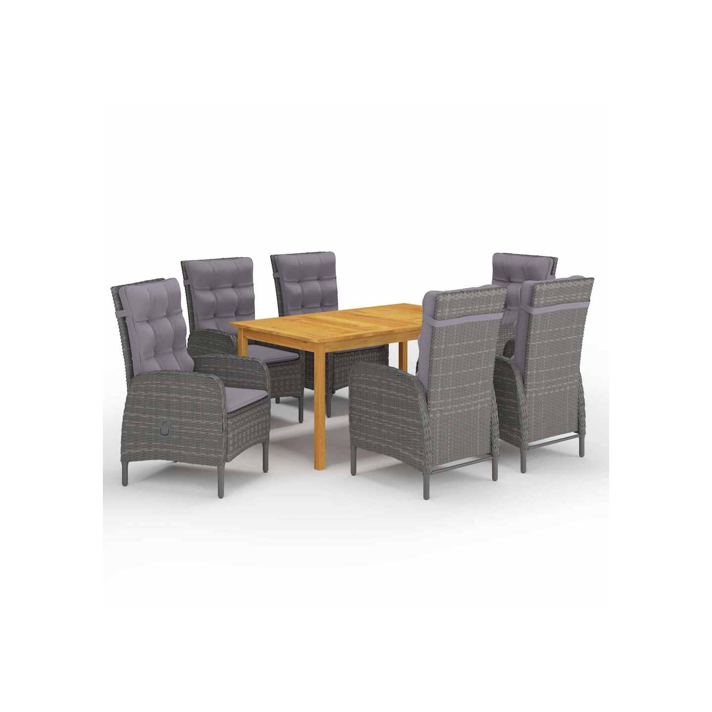 Ensemble à manger de jardin 7 pcs Gris