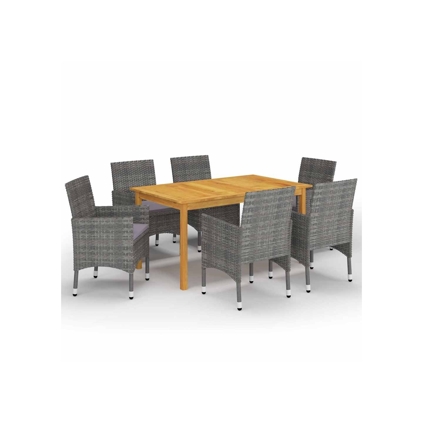 Ensemble à manger de jardin 7 pcs Gris