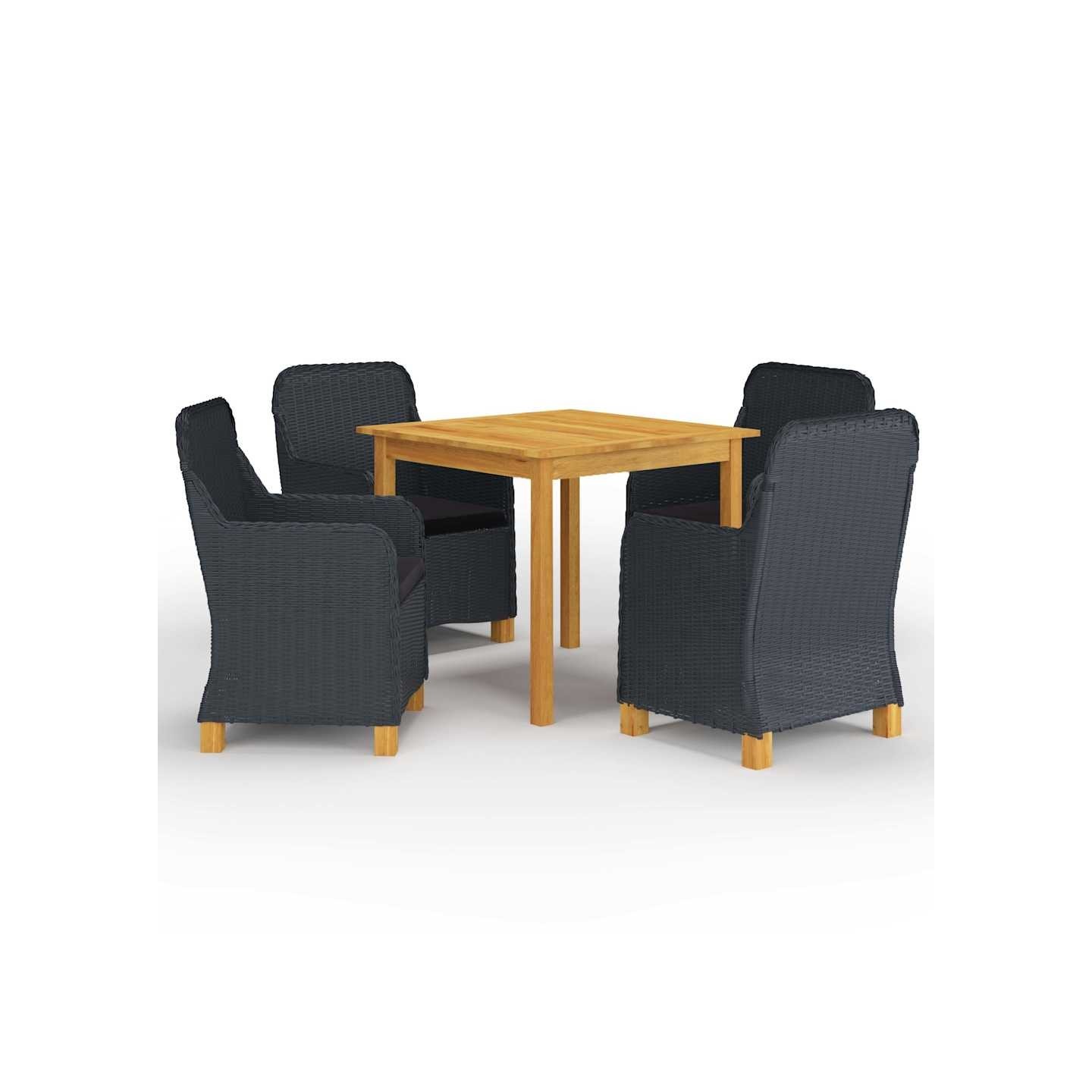Ensemble à manger de jardin 5 pcs Gris foncé