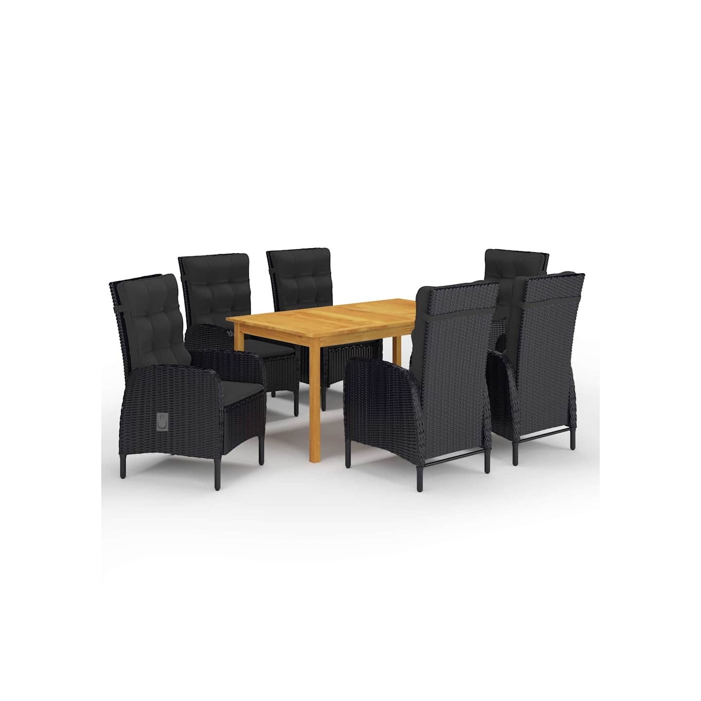 Ensemble à manger de jardin 7 pcs Noir