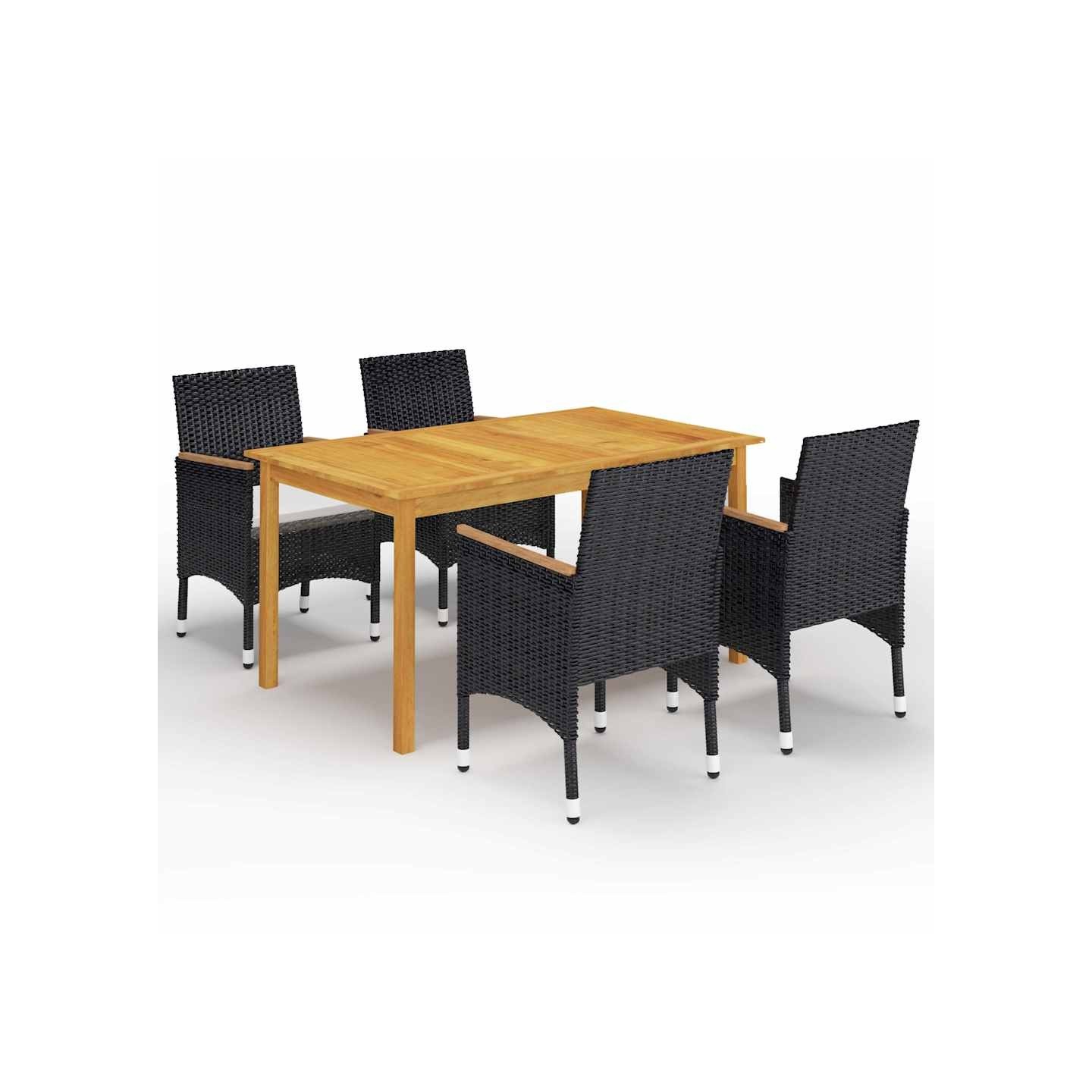 Ensemble à manger de jardin 5 pcs Noir