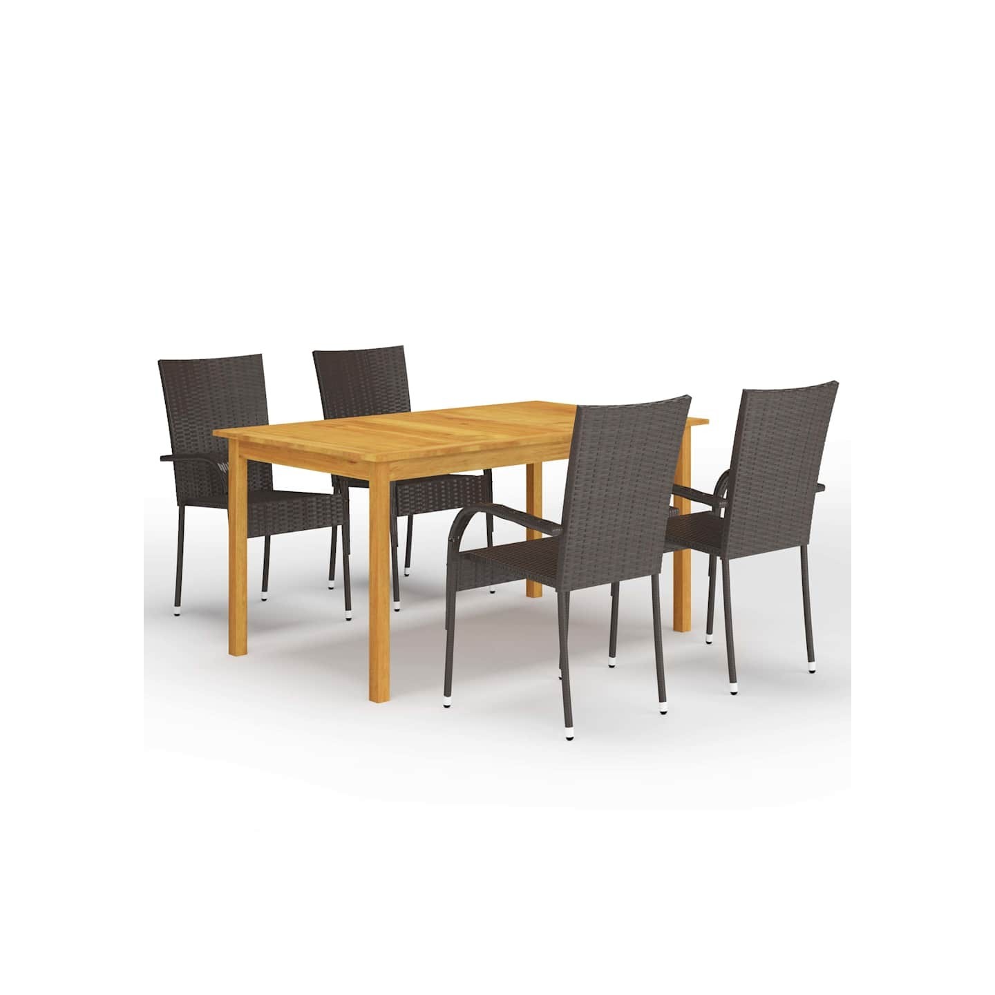 Ensemble à manger de jardin 5 pcs Marron