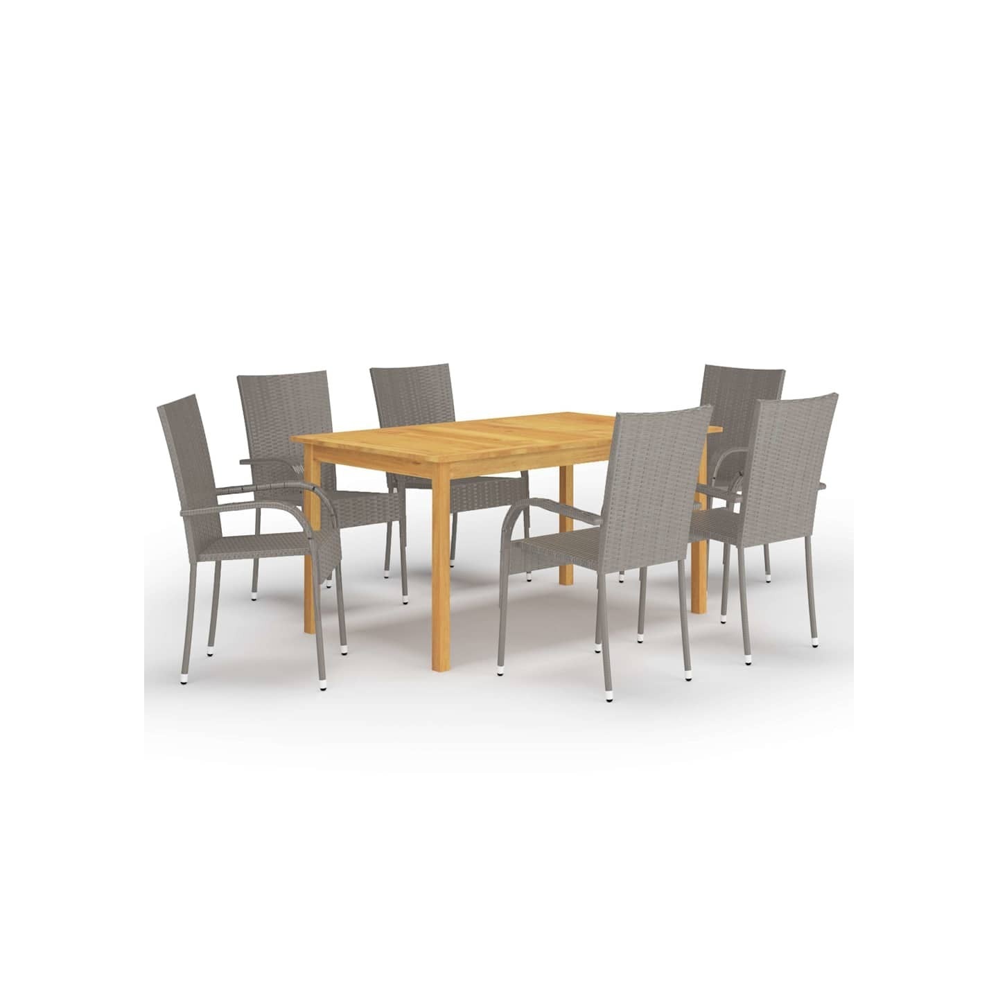Ensemble à manger de jardin 7 pcs Gris