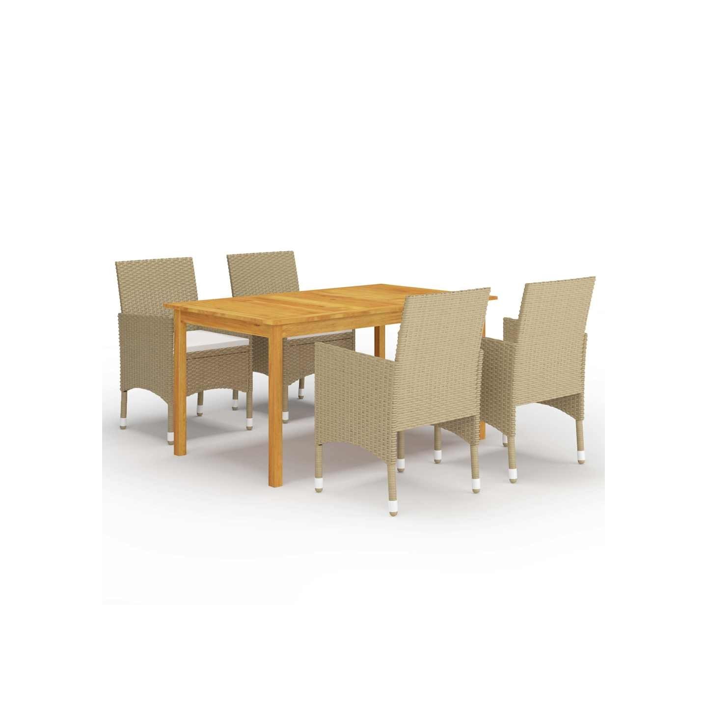 Ensemble à manger de jardin 5 pcs Beige