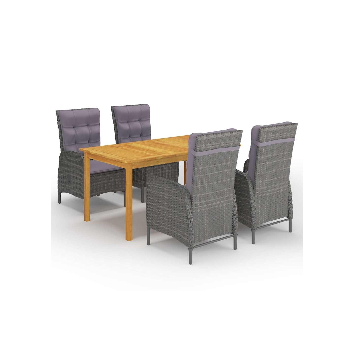 Ensemble à manger de jardin 5 pcs Gris
