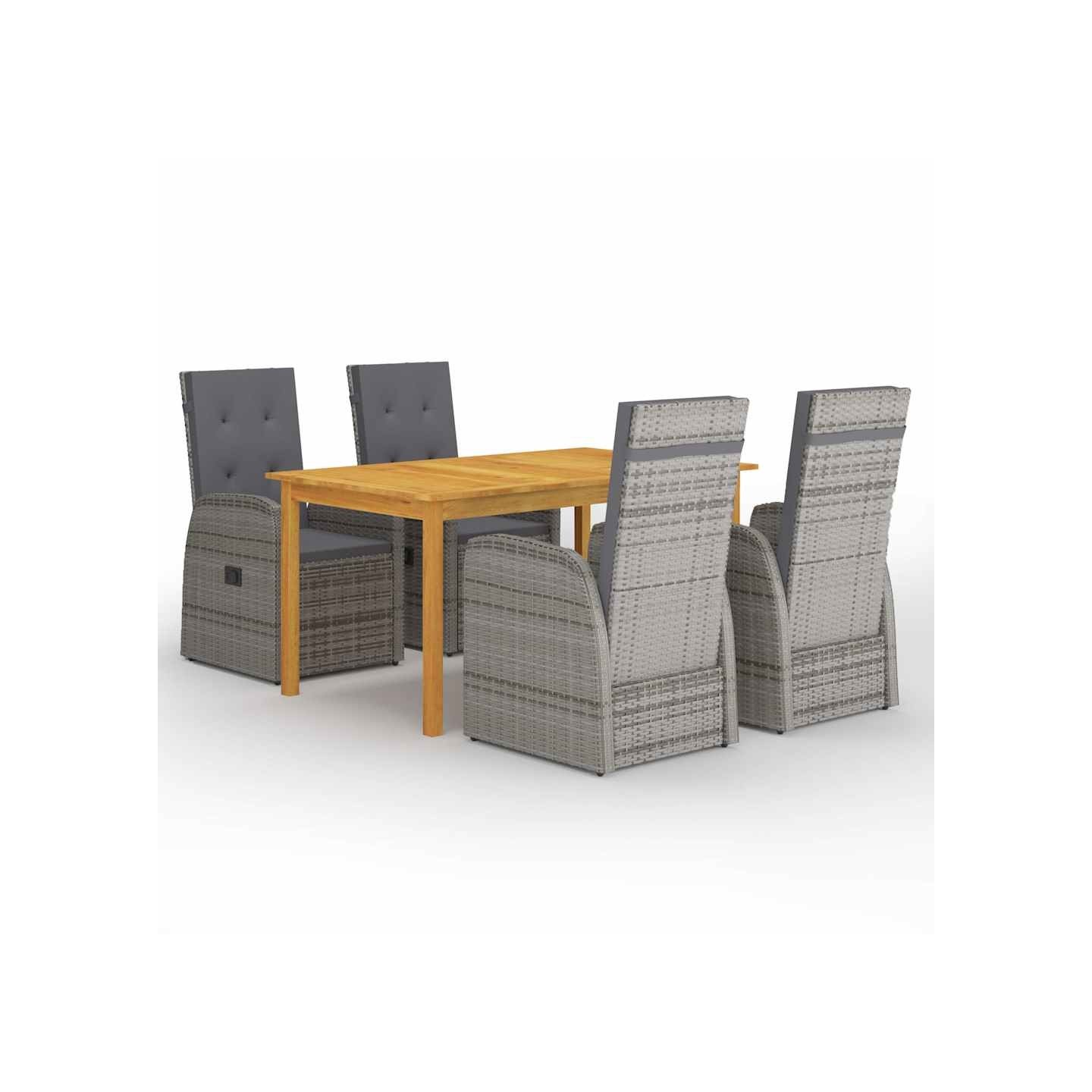 Ensemble à manger de jardin 5 pcs Gris