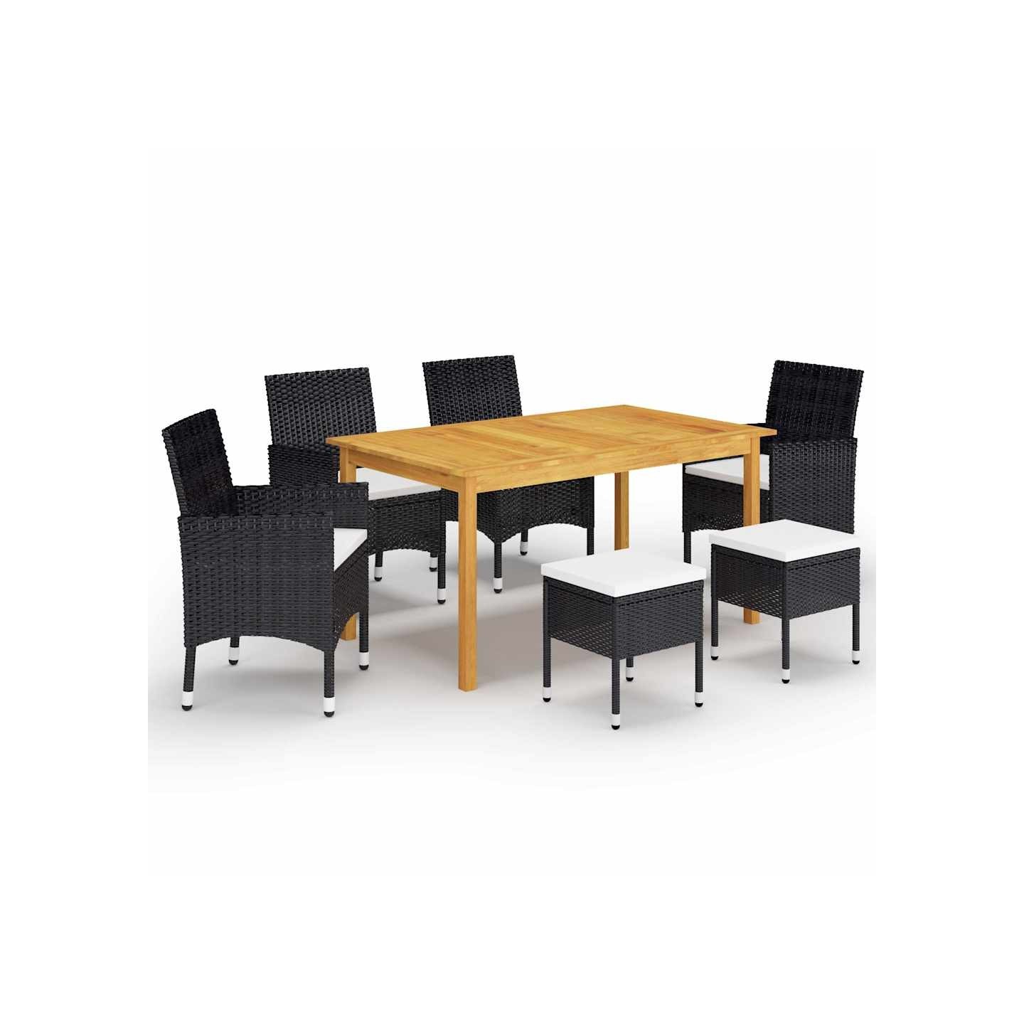 Ensemble à manger de jardin 7 pcs Noir