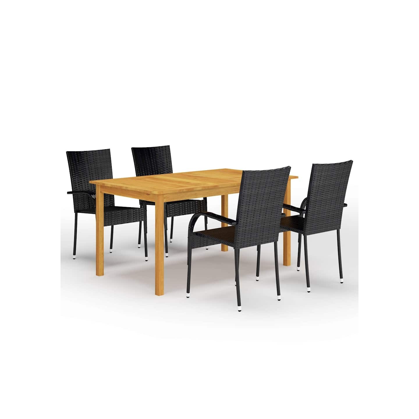 Ensemble à manger de jardin 5 pcs Noir