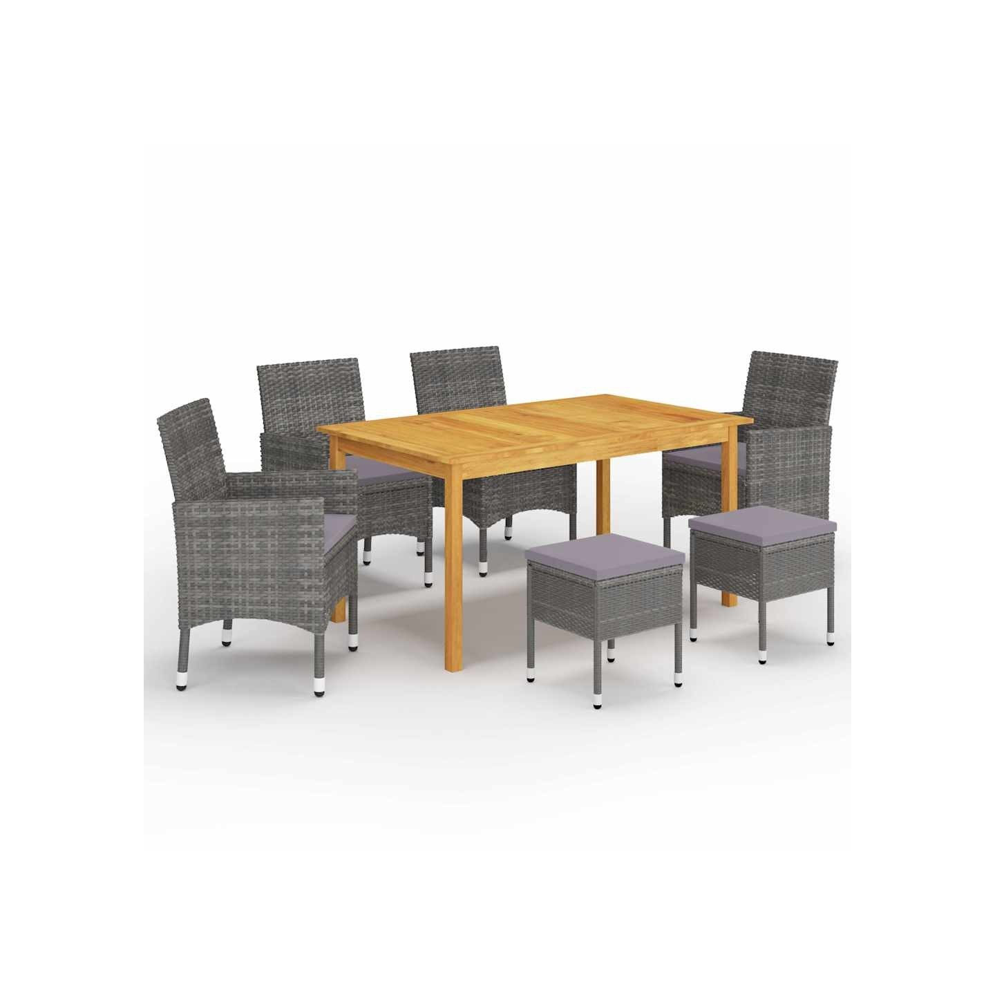 Ensemble à manger de jardin 7 pcs Gris