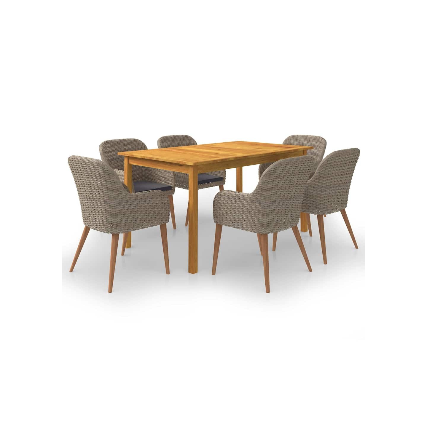 Ensemble à manger de jardin 7 pcs Marron