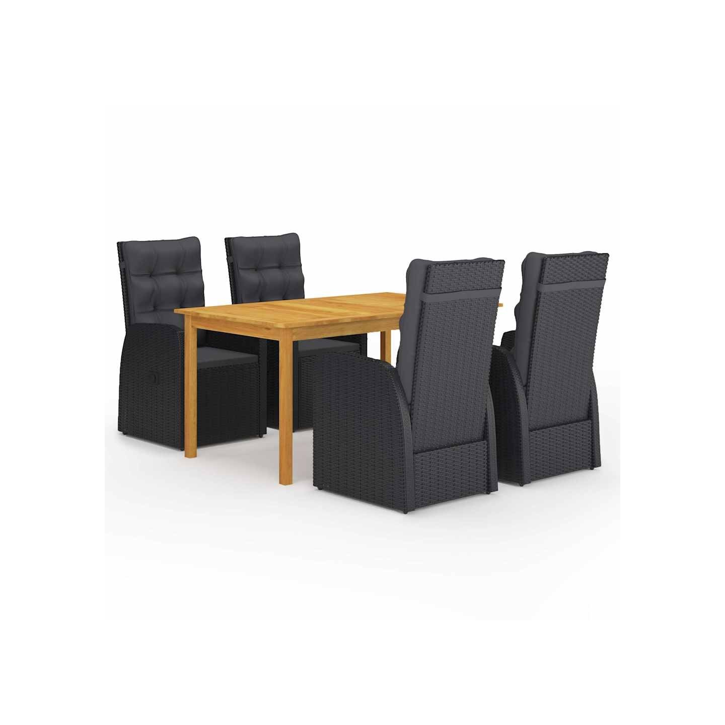 Ensemble à manger de jardin 5 pcs Noir