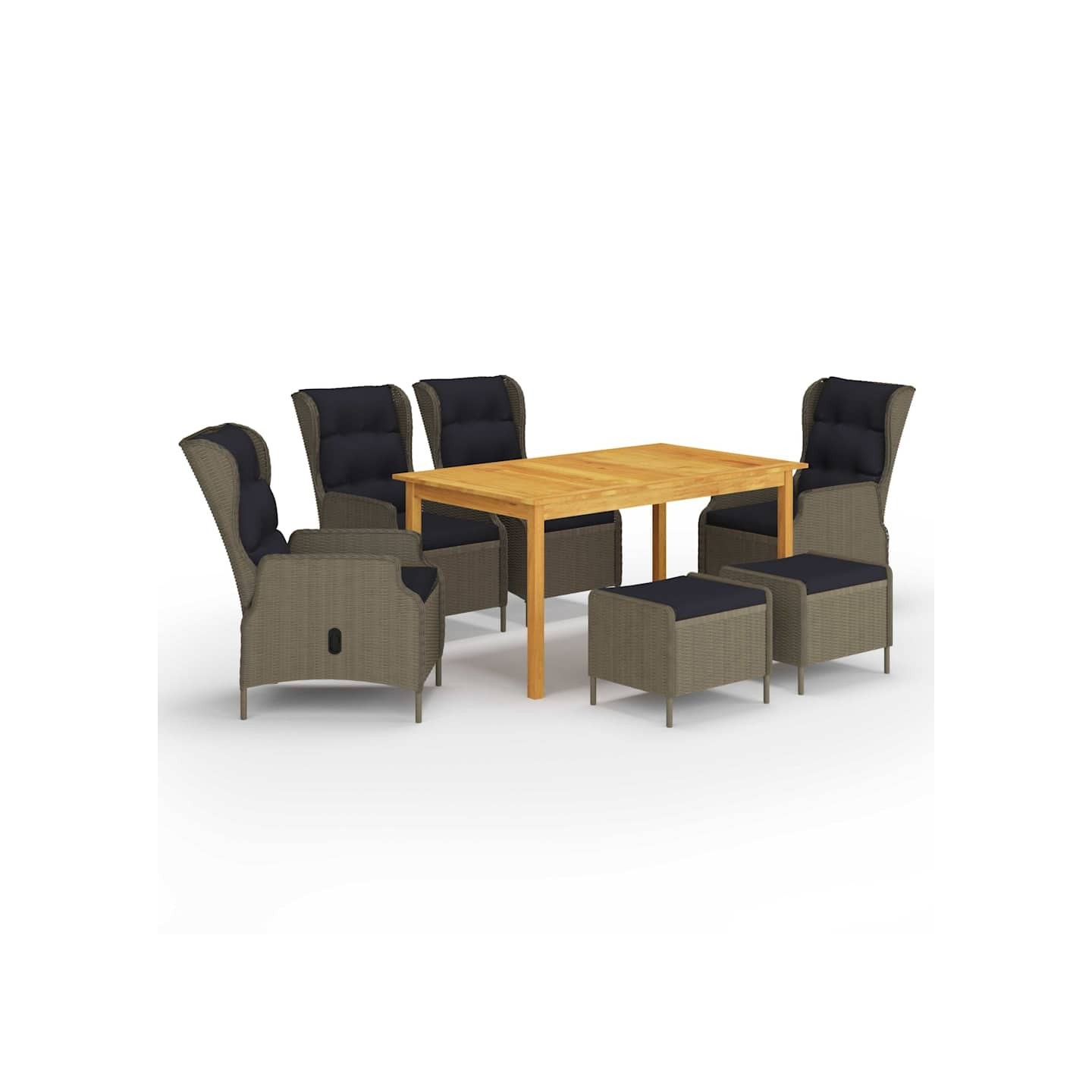 Ensemble à manger de jardin 7 pcs Marron