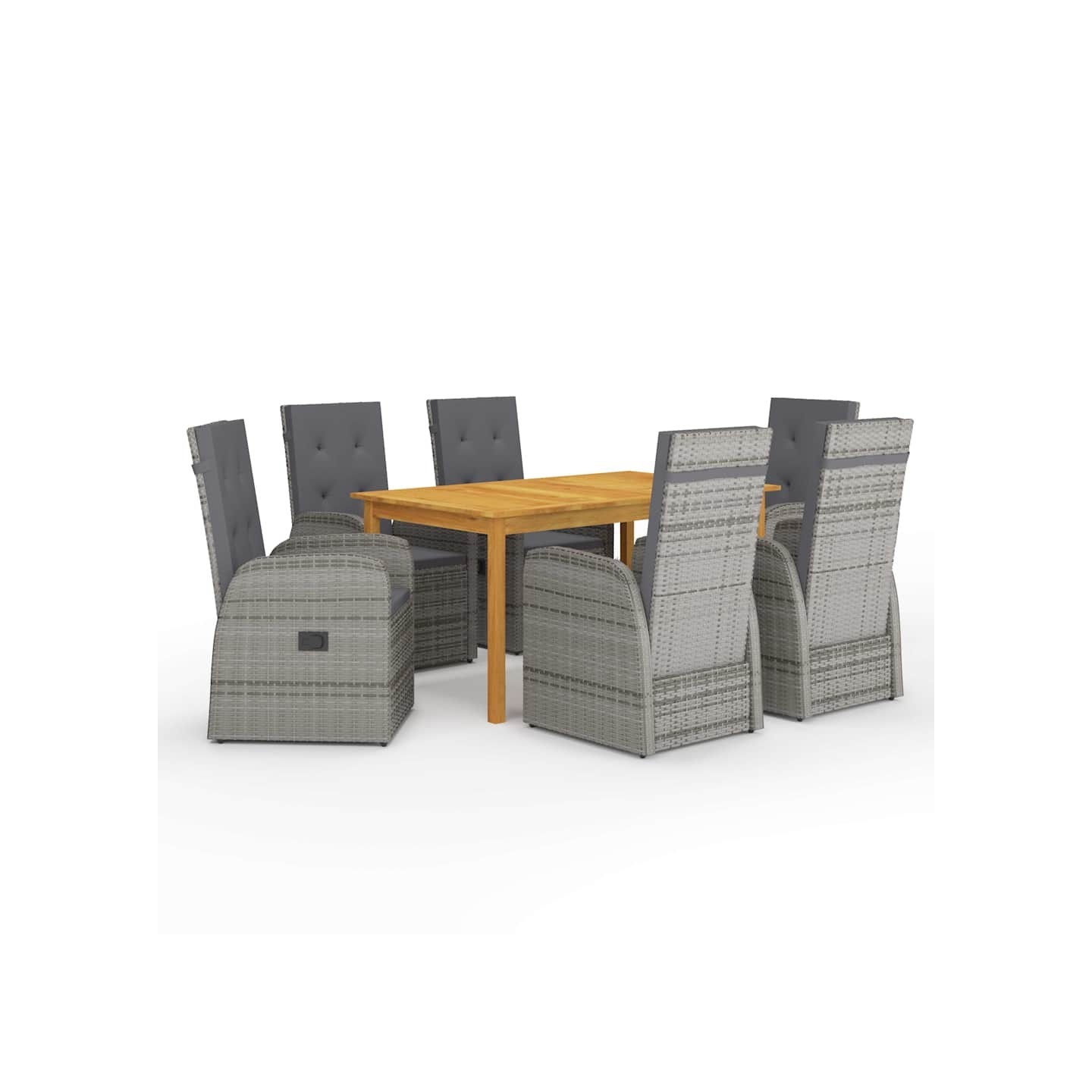 Ensemble à manger de jardin 7 pcs Gris