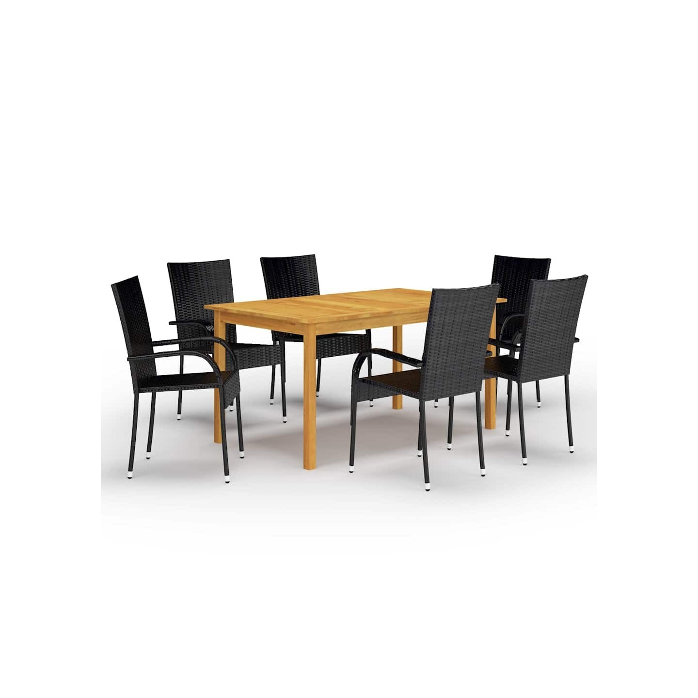 Ensemble à manger de jardin 7 pcs Noir