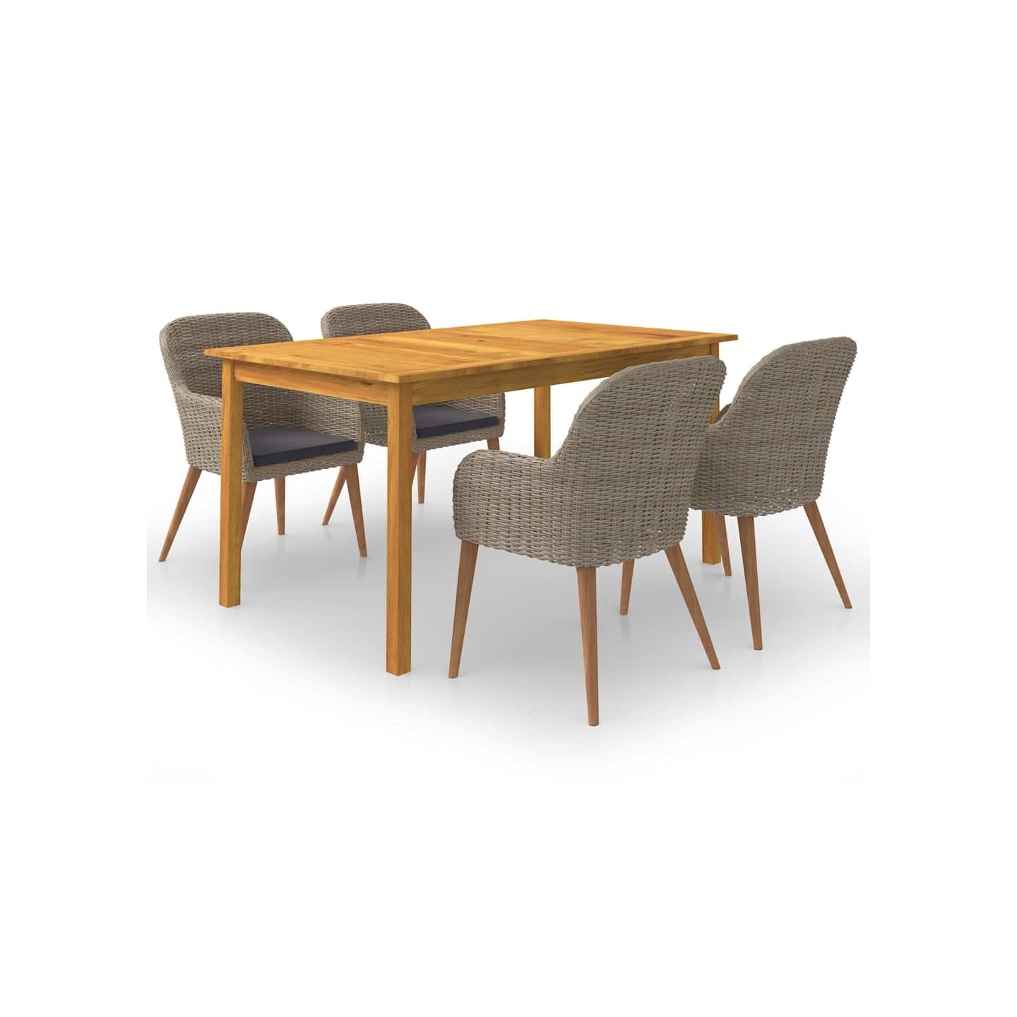 Ensemble à manger de jardin 5 pcs Marron
