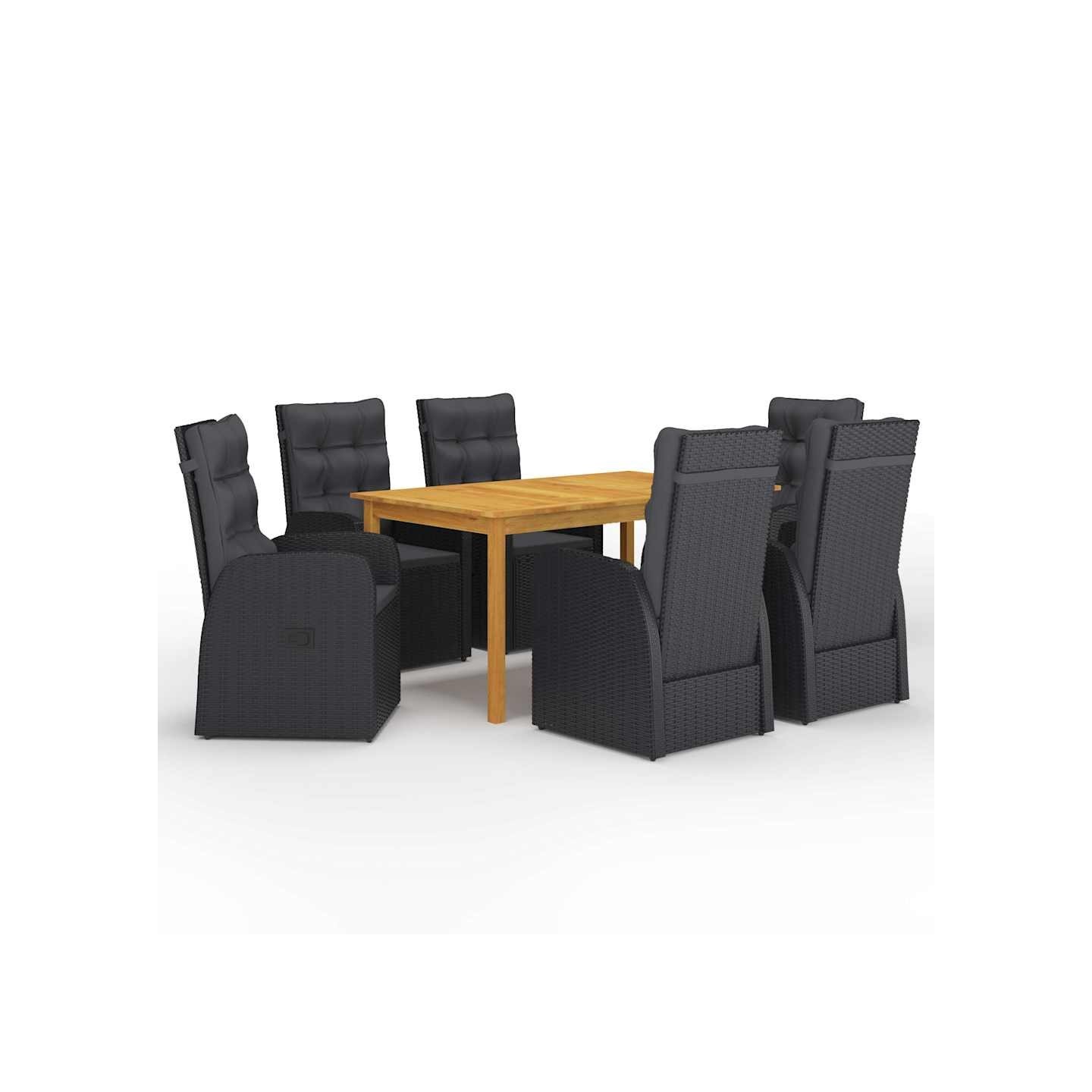 Ensemble à manger de jardin 7 pcs Noir
