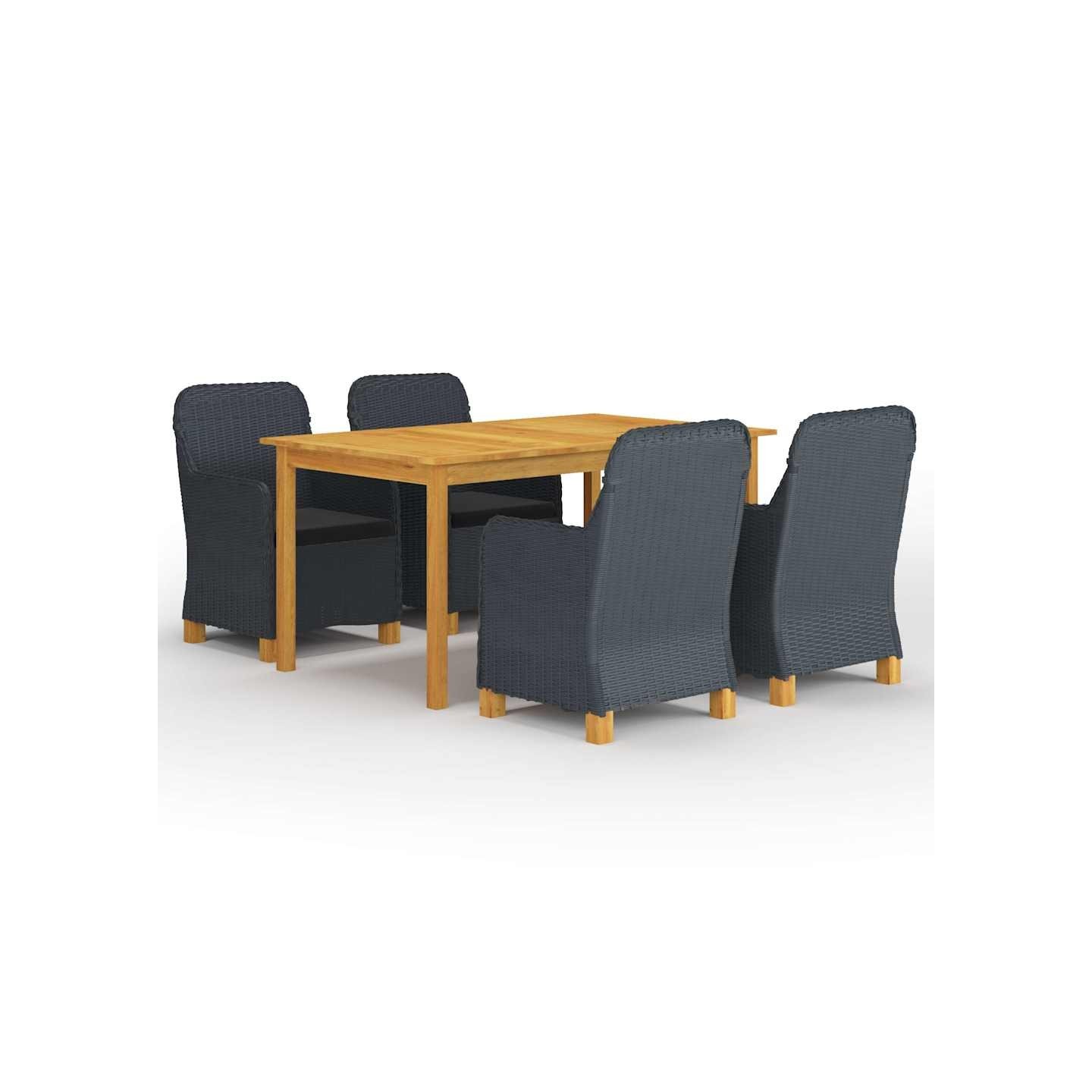 Ensemble à manger de jardin 5 pcs Gris foncé