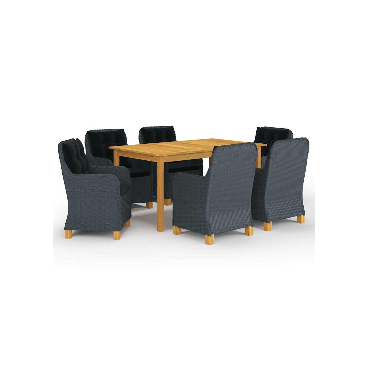 Ensemble à manger de jardin 7 pcs Gris foncé