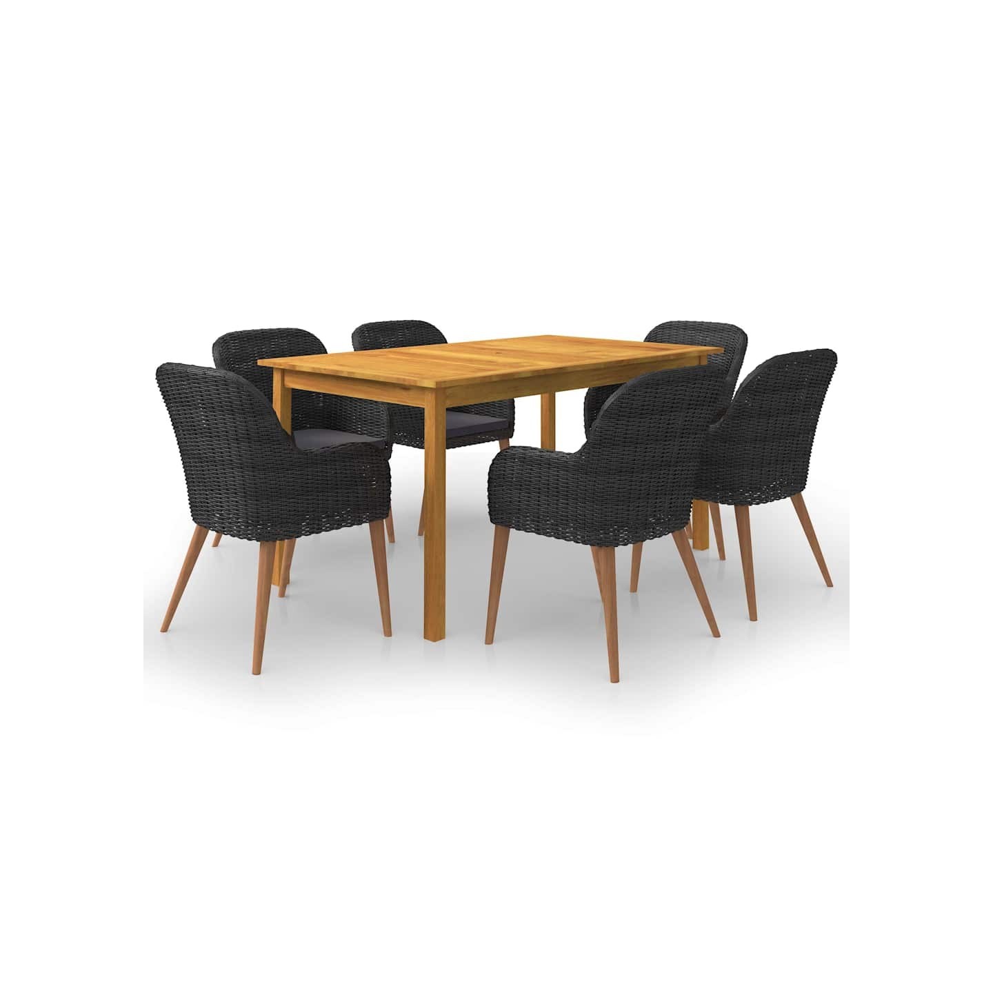 Ensemble à manger de jardin 7 pcs Noir