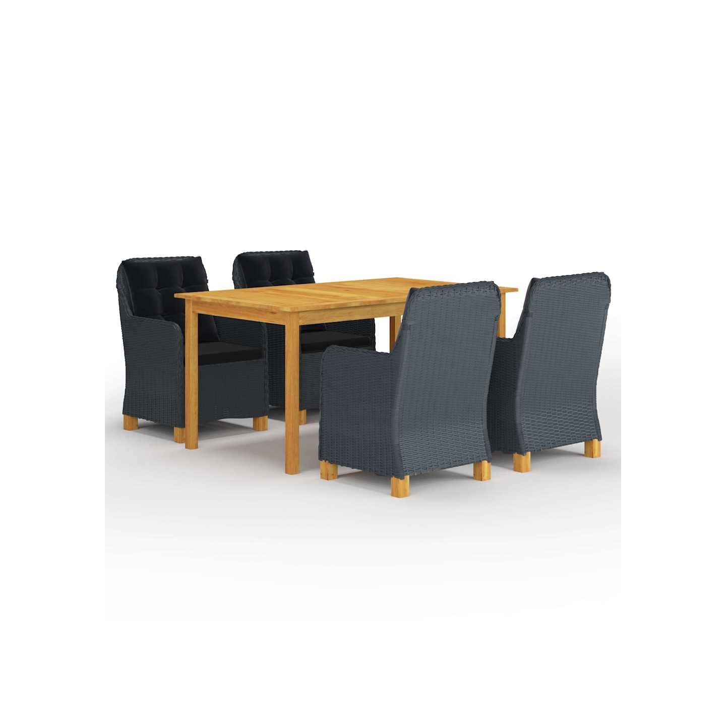 Ensemble à manger de jardin 5 pcs Gris foncé