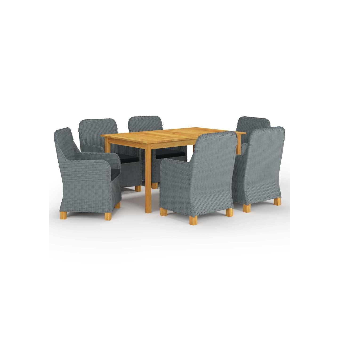 Ensemble à manger de jardin 7 pcs Gris clair