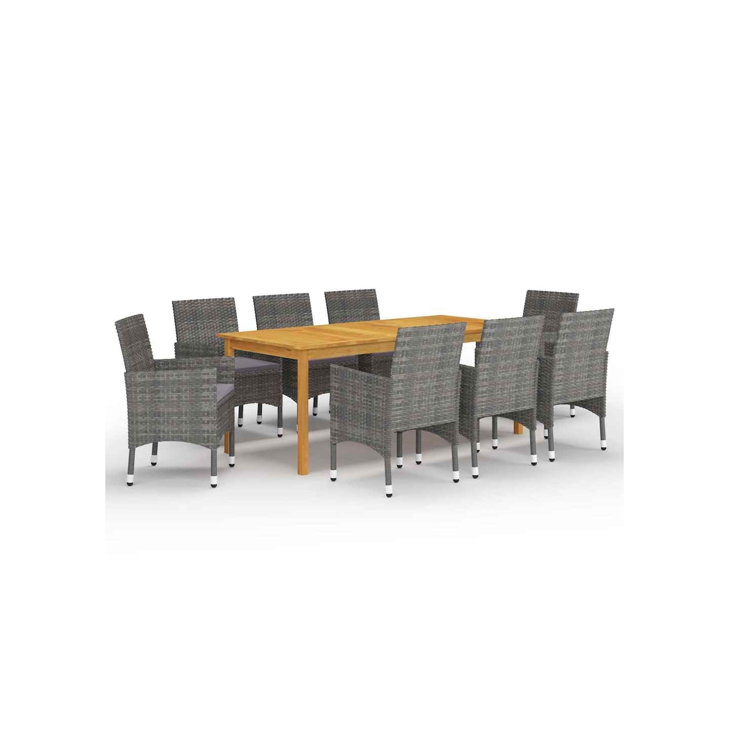 Ensemble à manger de jardin 9 pcs Gris