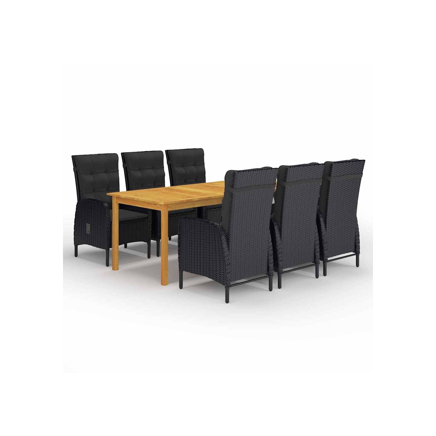Ensemble à manger de jardin 7 pcs Noir