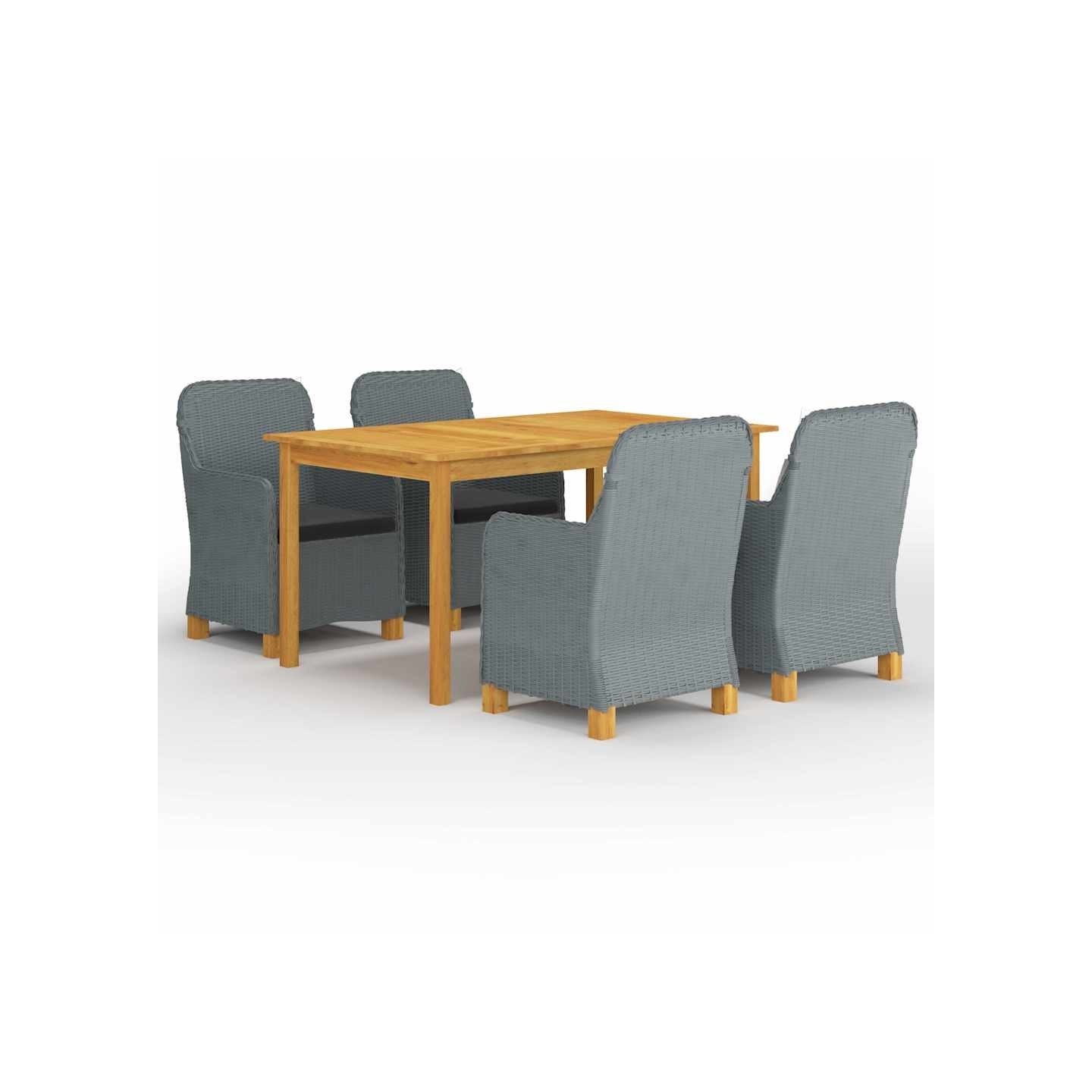 Ensemble à manger de jardin 5 pcs Gris clair