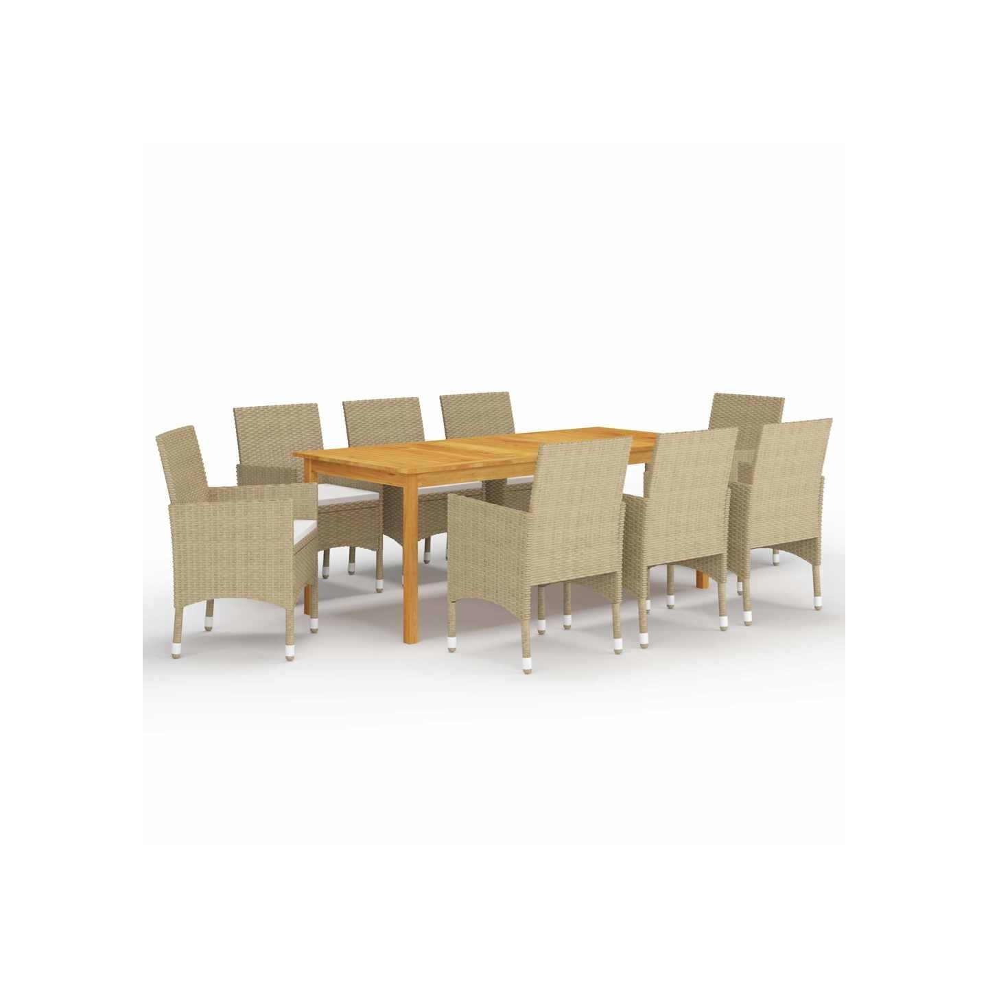 Ensemble à manger de jardin 9 pcs Beige