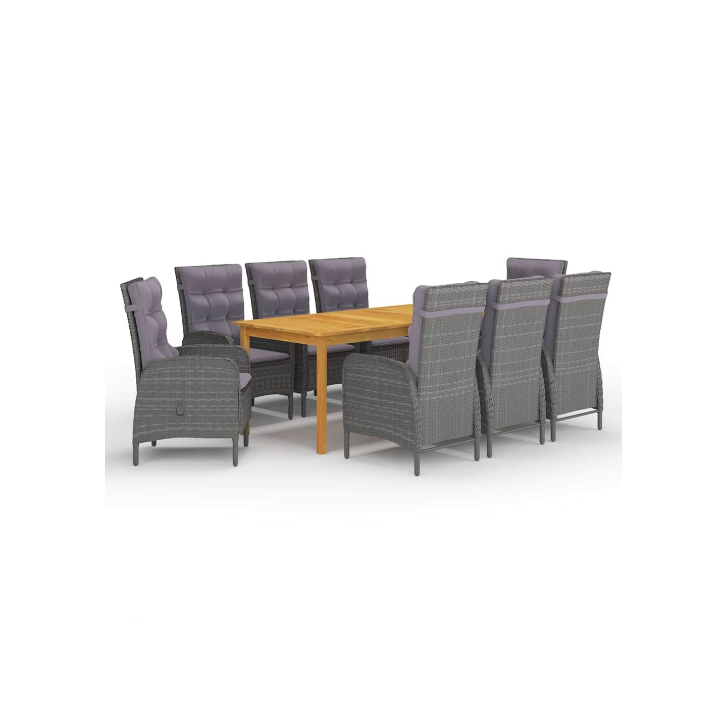 Ensemble à manger de jardin 9 pcs Gris