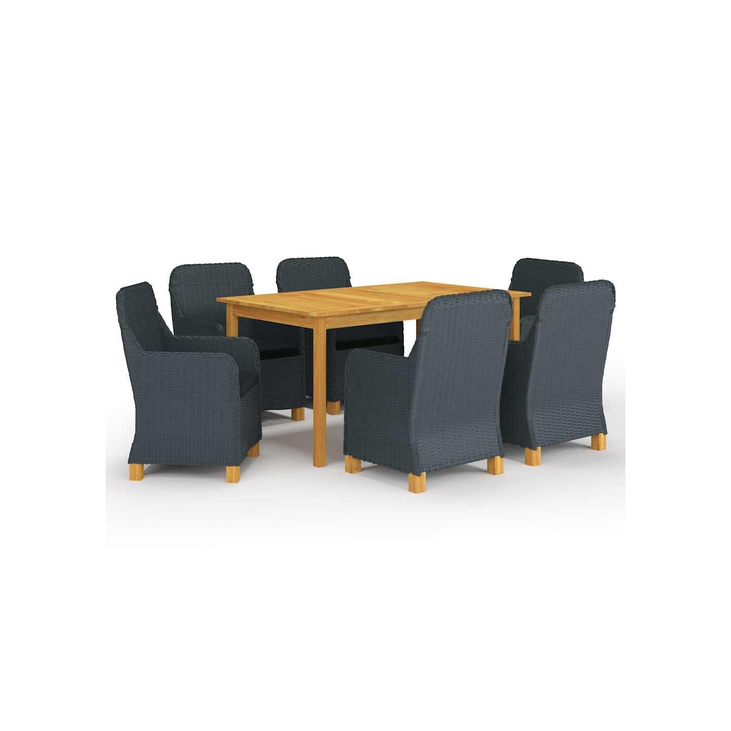 Ensemble à manger de jardin 7 pcs Gris foncé