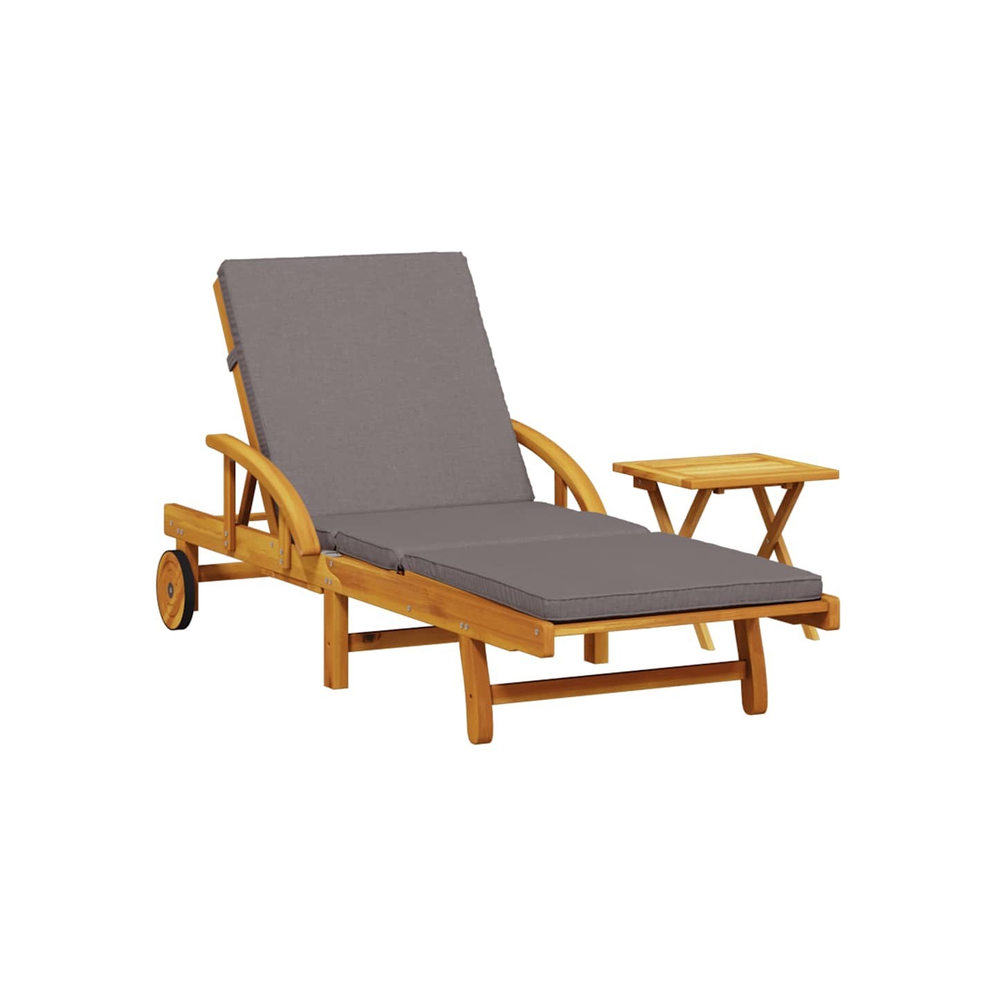 Chaise longue avec coussin et table bois d'acacia massif