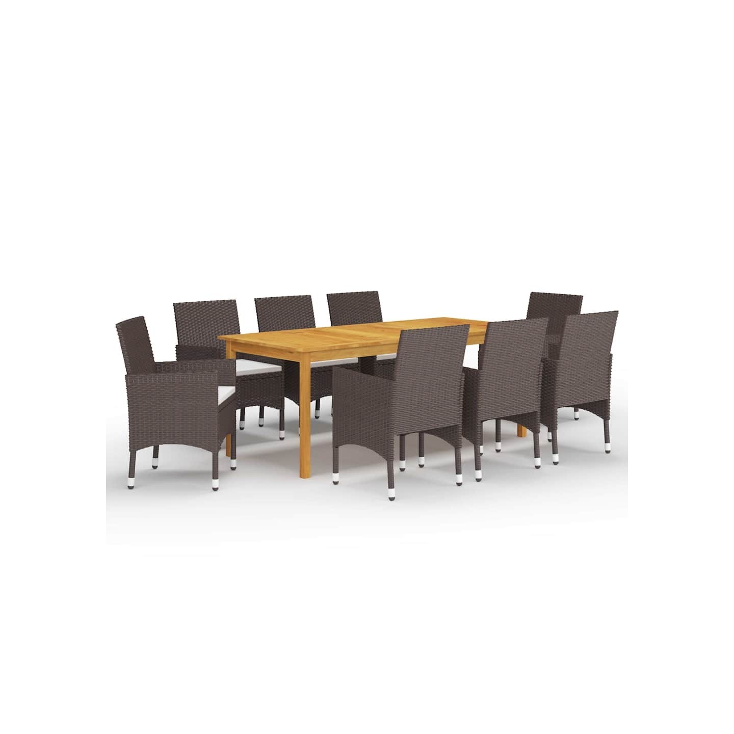 Ensemble à manger de jardin 9 pcs Marron