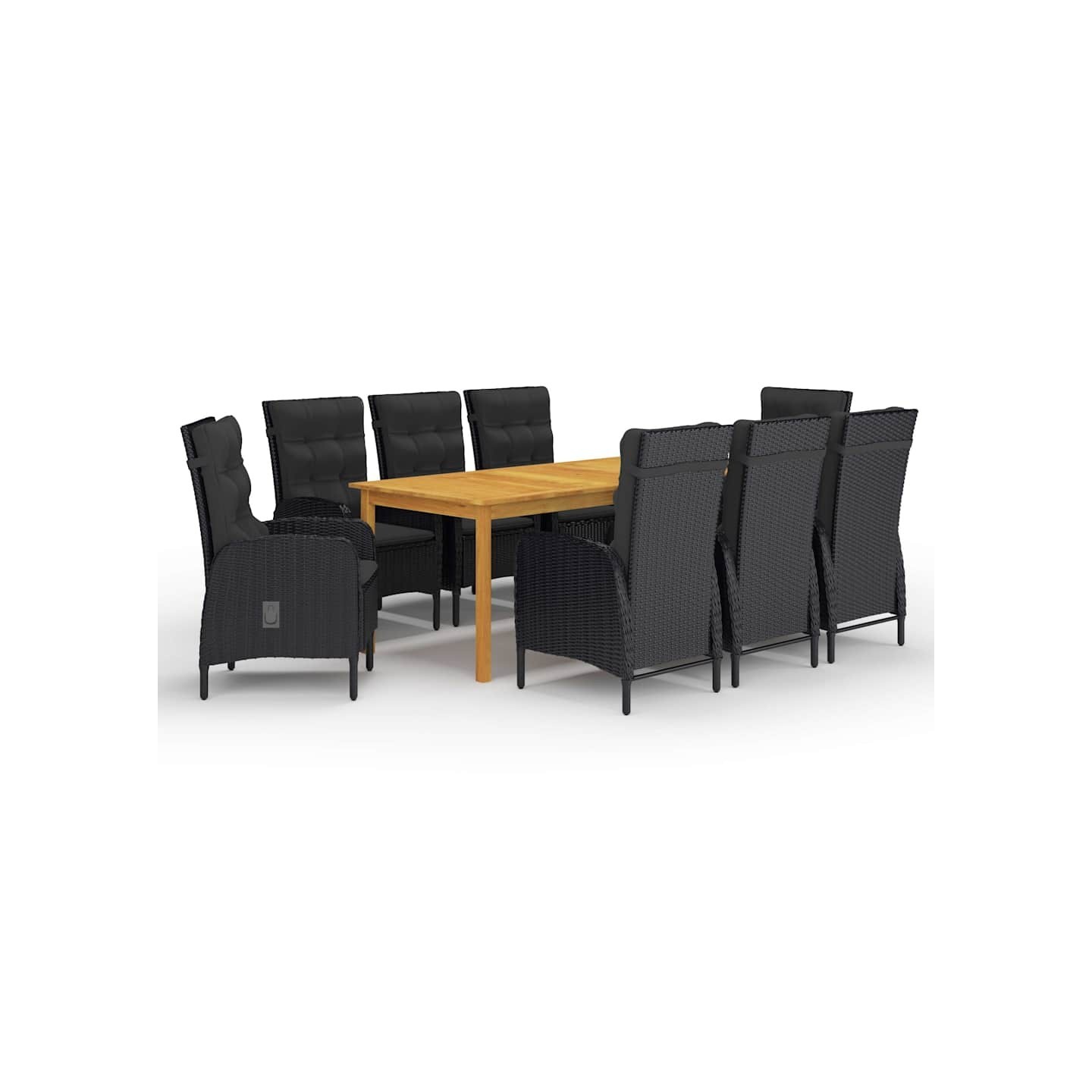 Ensemble à manger de jardin 9 pcs Noir