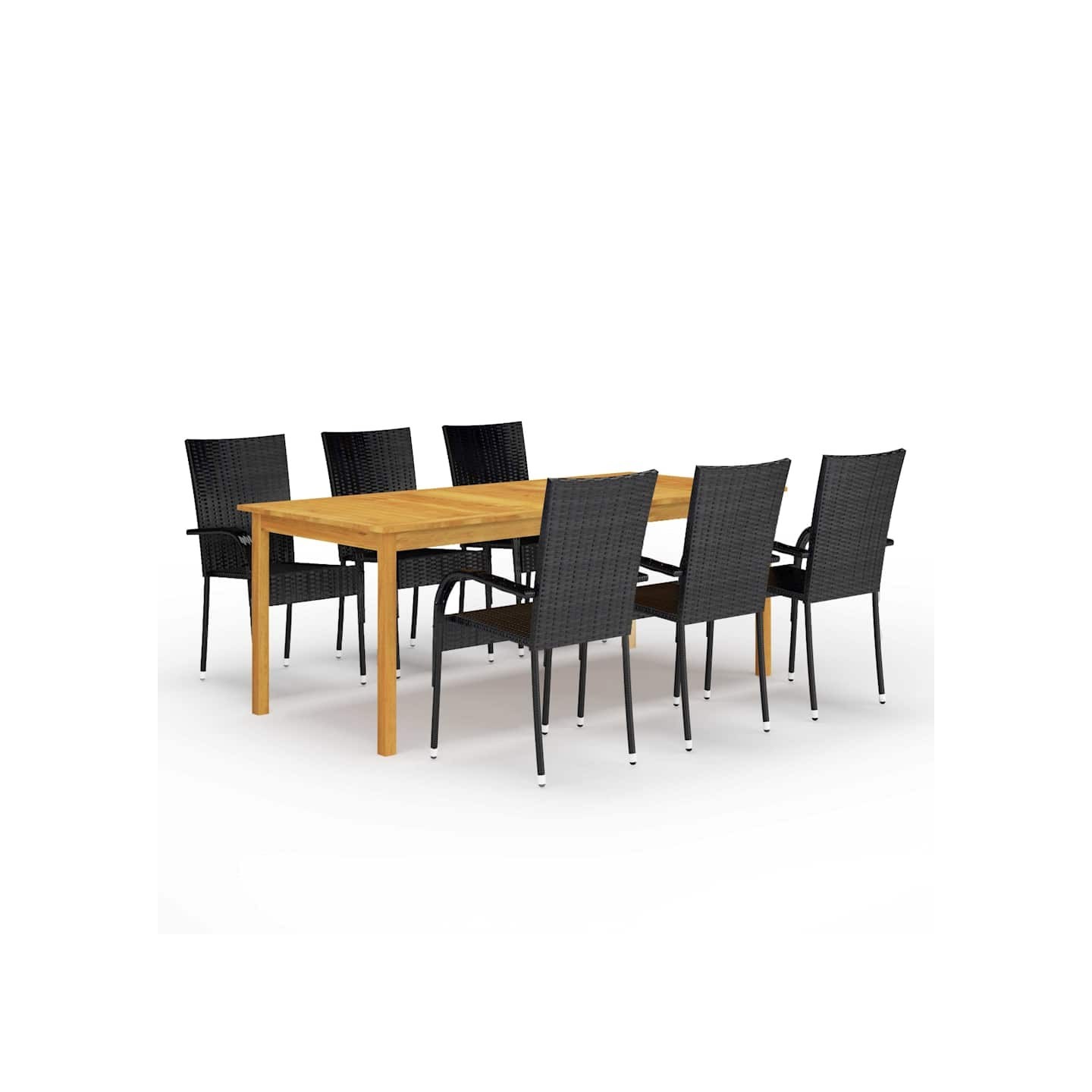 Ensemble à manger de jardin 7 pcs Noir