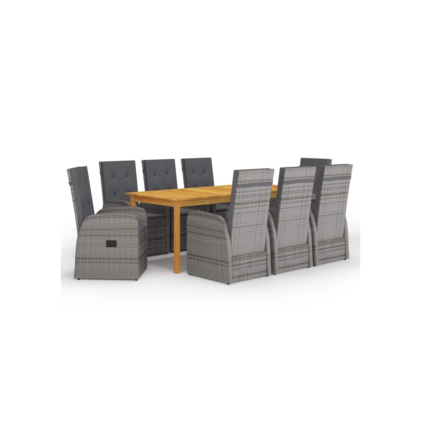 Ensemble à manger de jardin 9 pcs Gris
