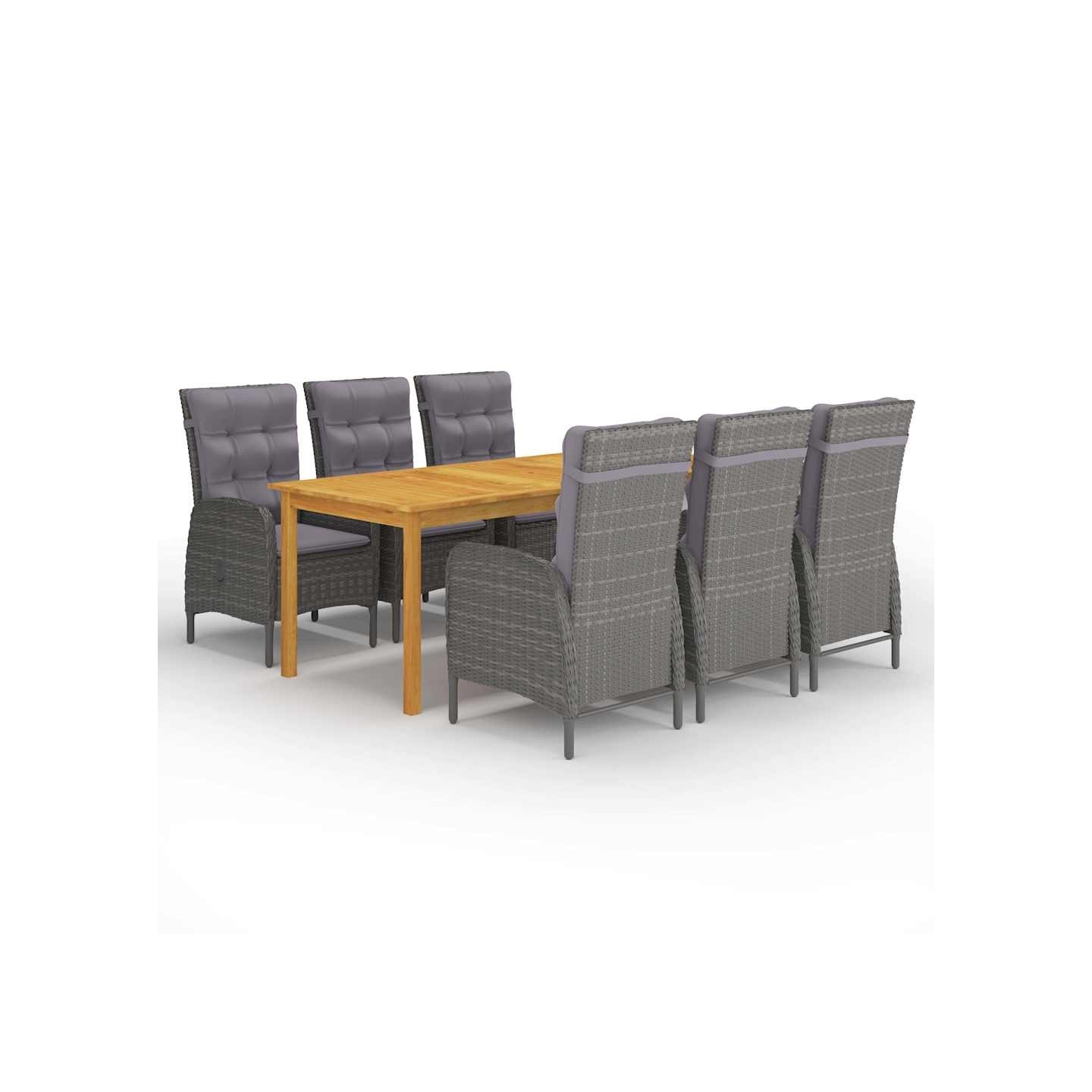 Ensemble à manger de jardin 7 pcs Gris