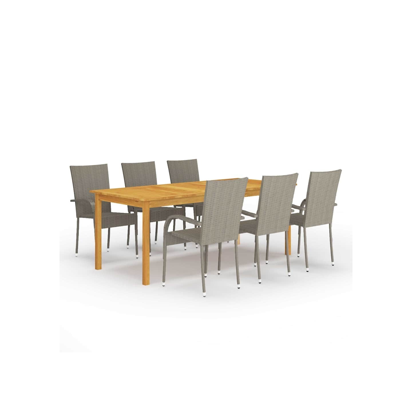 Ensemble à manger de jardin 7 pcs Gris